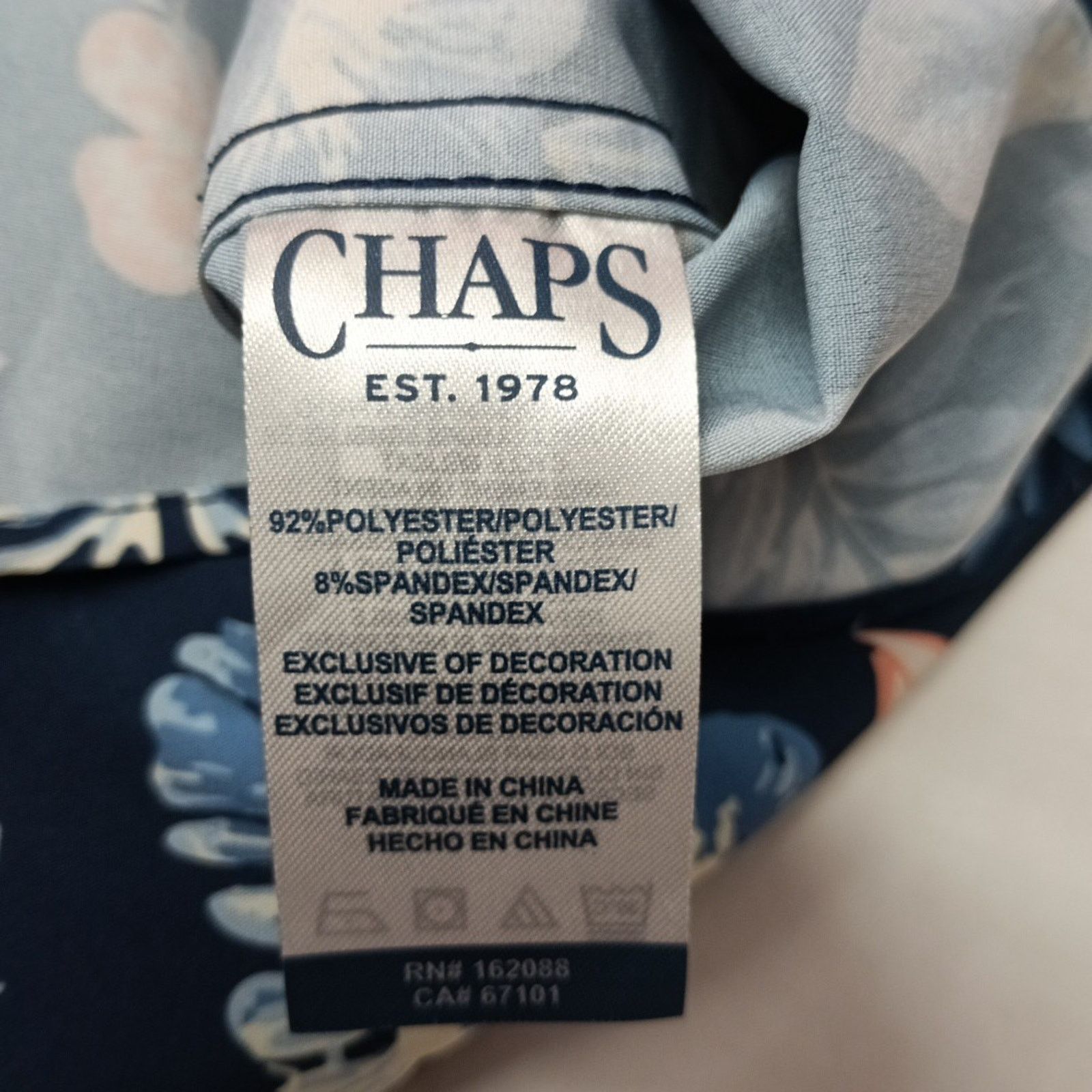 Chaps Chaps Woven Shirt Men's Size XL Blue Floral Stretch UPF 50 Size US XL / EU 56 / 4 - 7 Thumbnail