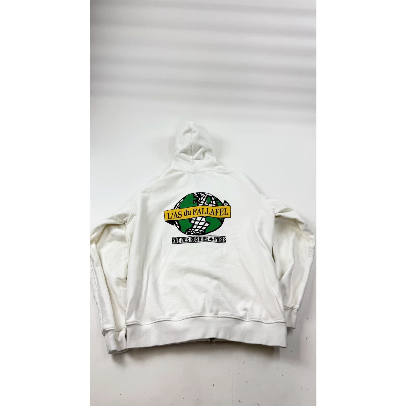 Vintage VINTAGE L'AS Du Fallafel Hoodie Mens Large White Zip Up Rue Des Rosiers Paris Sweatshirt Size US L / EU 52-54 / 3 - 7 Thumbnail
