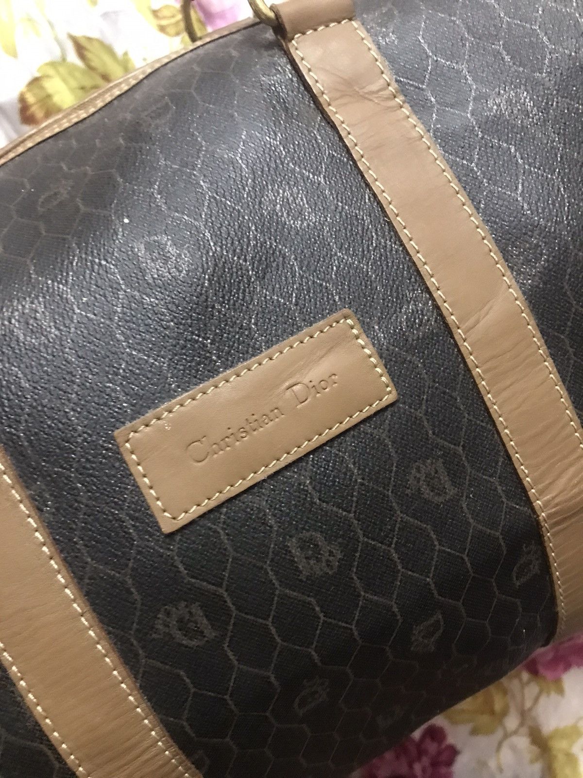 Christian Dior Monsieur Authentic Christian Dior Brown Honeycomb Camvas Travel Bag Size ONE SIZE - 3 Thumbnail
