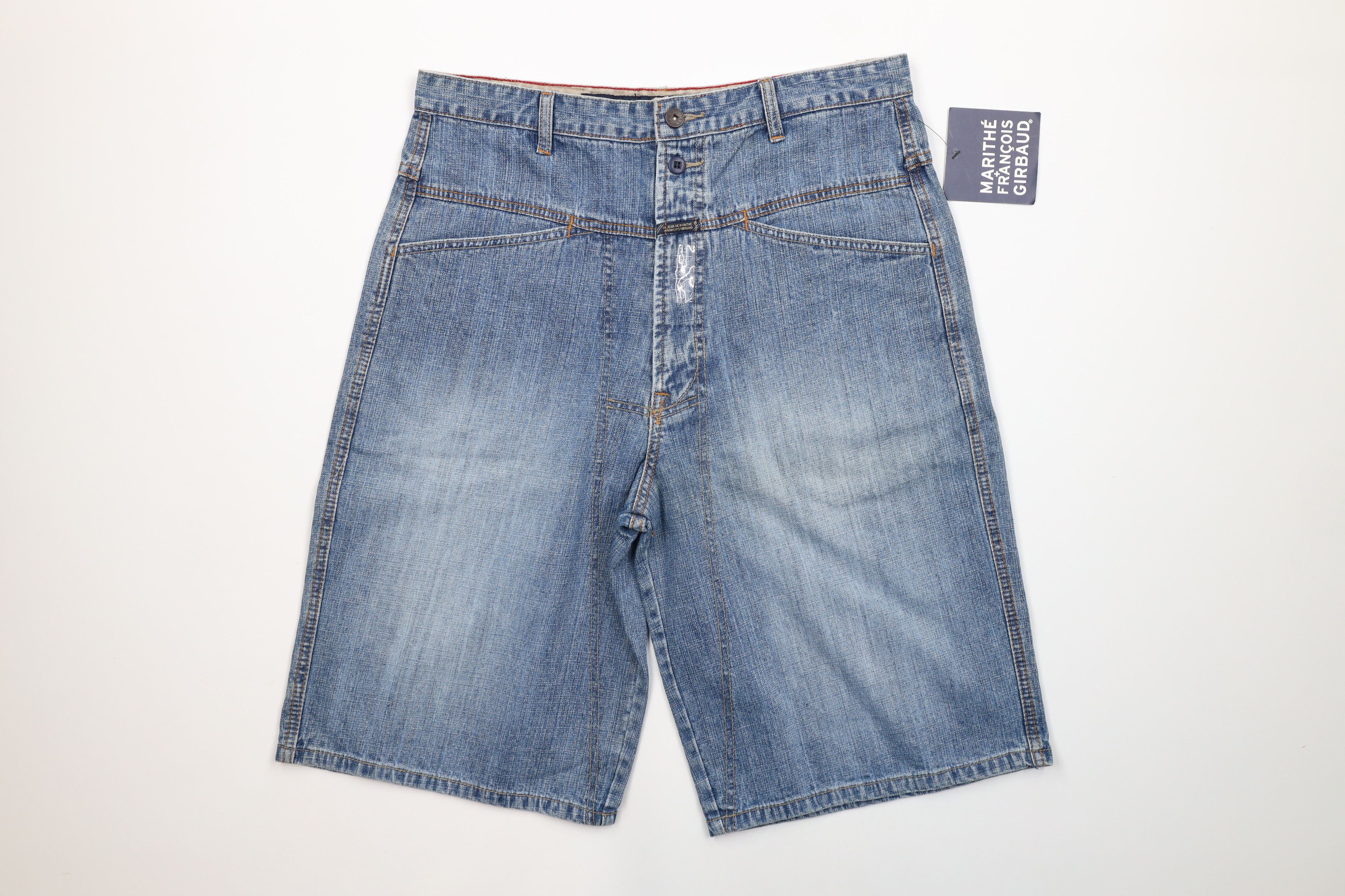 Marithe + Francois Girbaud × Vintage NOS Vintage 90s Marithe Francois Girbaud Denim Shorts Blue Size US 33 - 1 Thumbnail