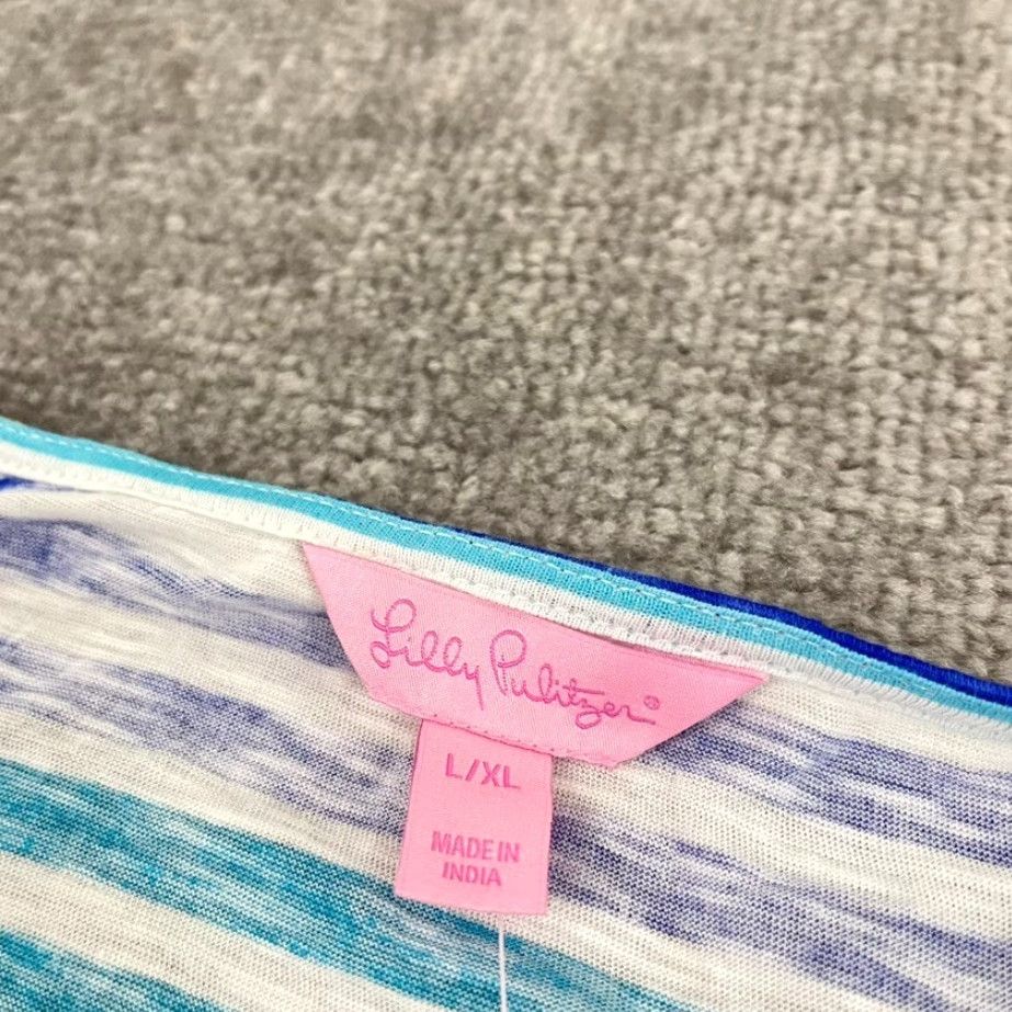 Lilly Pulitzer VINTAGE Lilly Pulitzer Blouse Shirt Top Womens XL Striped Blue Pom Pom Casual, Travel, Workwear Size XL / US 12-14 / IT 48-50 - 3 Thumbnail