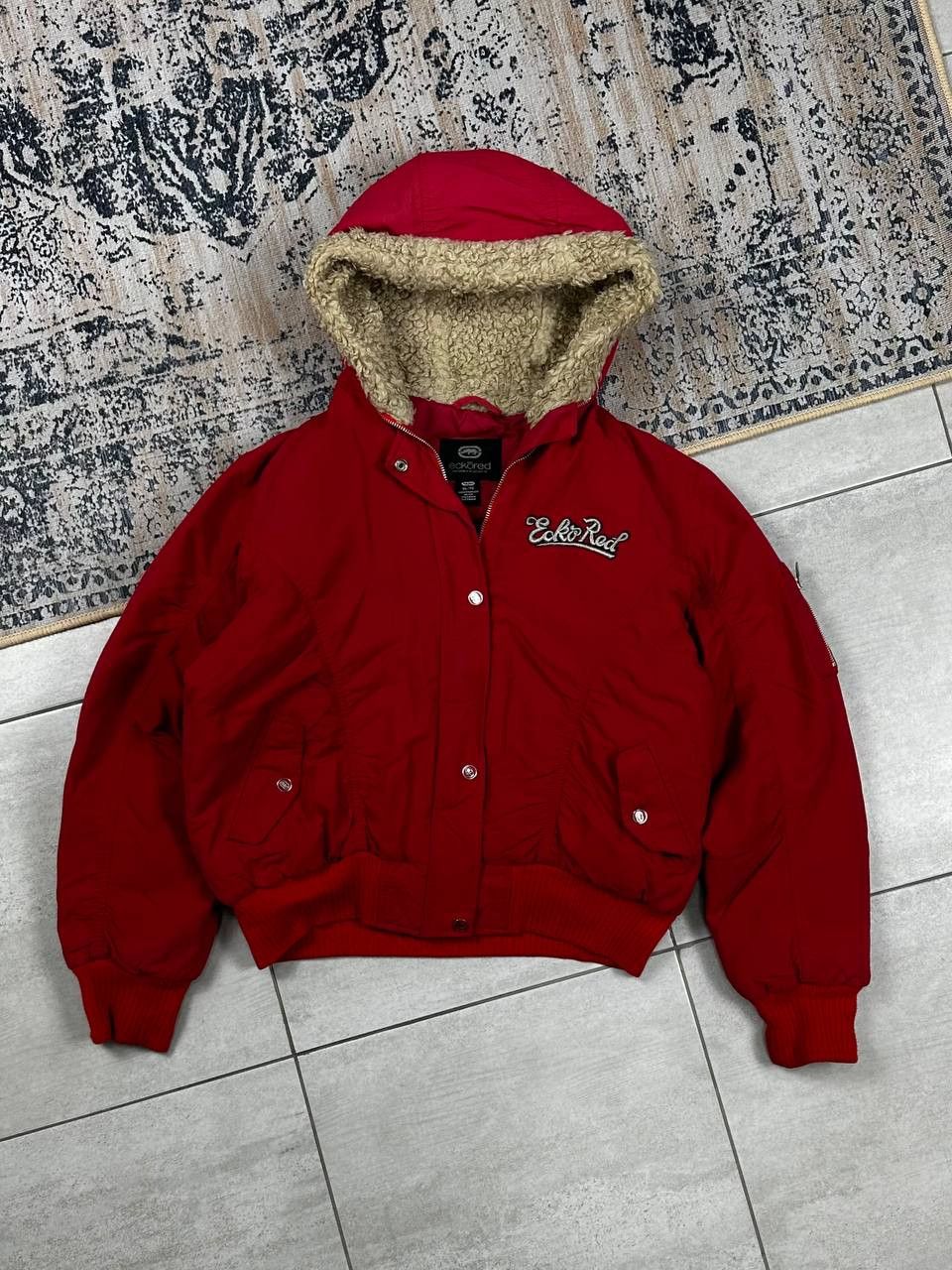 Ecko Unltd. × Southpole Crazy Thick Ecko Unltd Red Fur Y2K Rap SK8 Bomber Jacket Size US XL / EU 56 / 4 - 3 Thumbnail