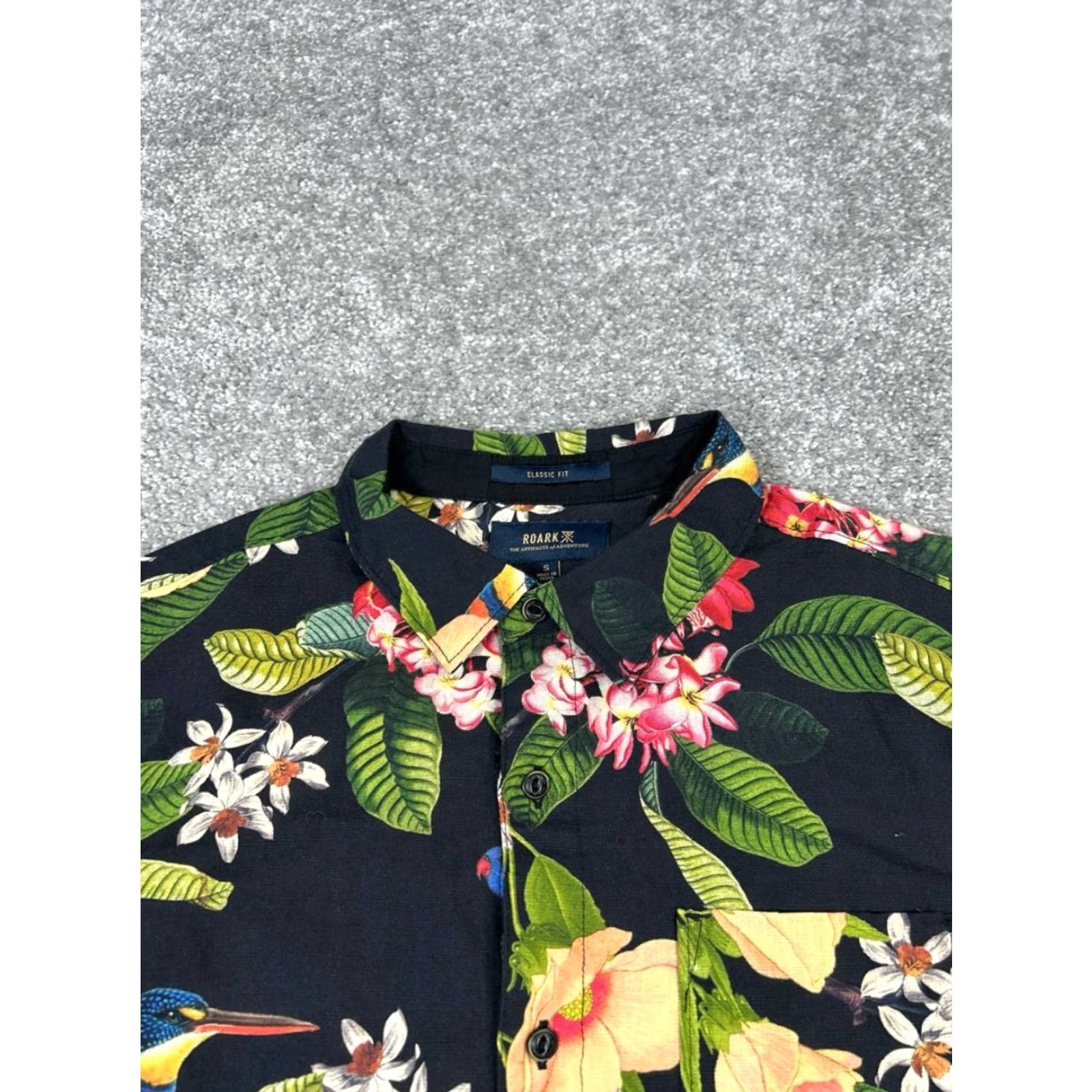 Roark Roark Shirt Mens Small Black Green Yellow Pink Floral Cotton Linen Button Up Size US S / EU 44-46 / 1 - 2 Thumbnail