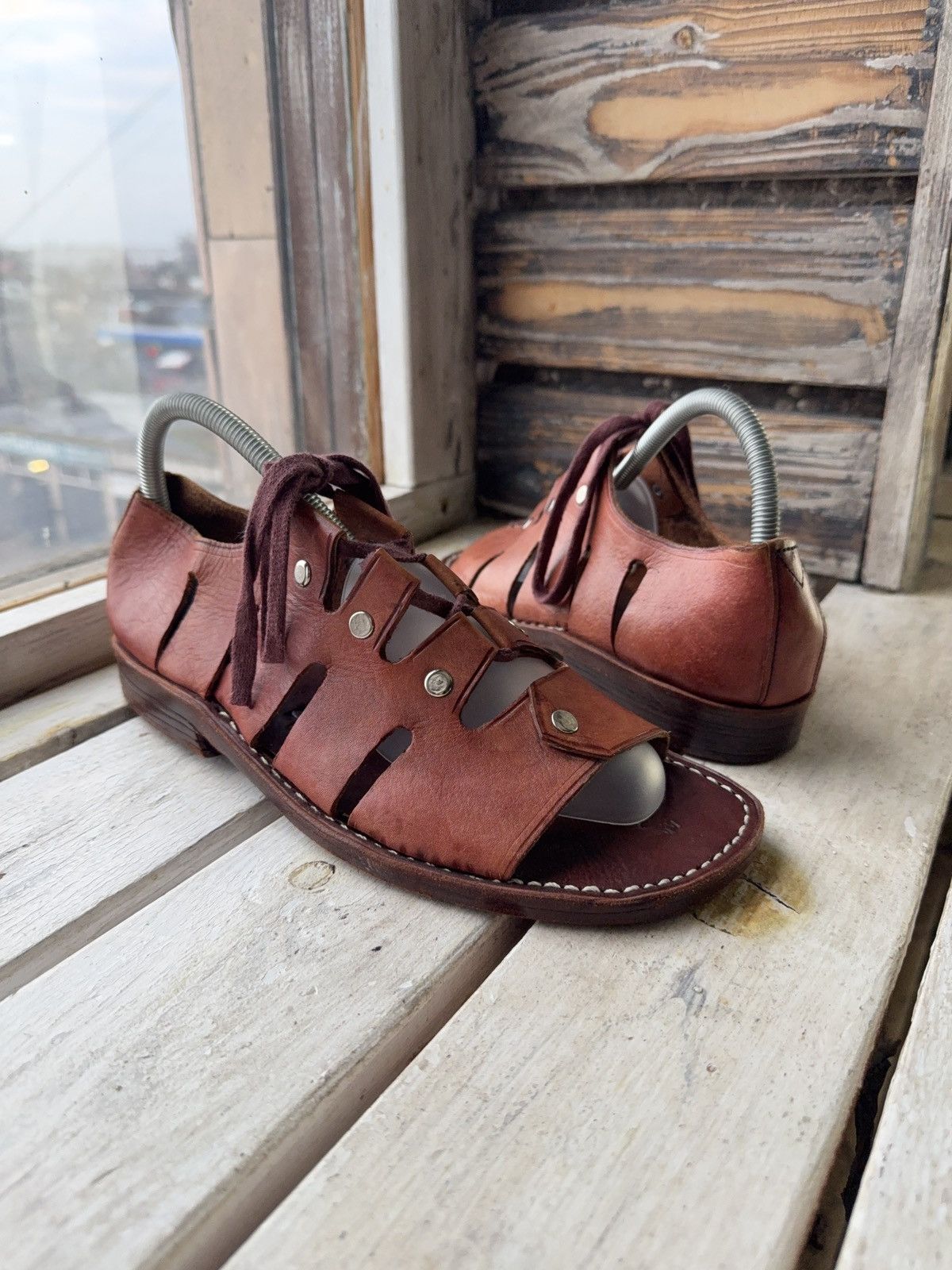 Japanese Brand 90s Sie Wie Bie Bali Handmade Leather Sandals Brown Vintage Size US 10 / EU 43 - 1 Thumbnail
