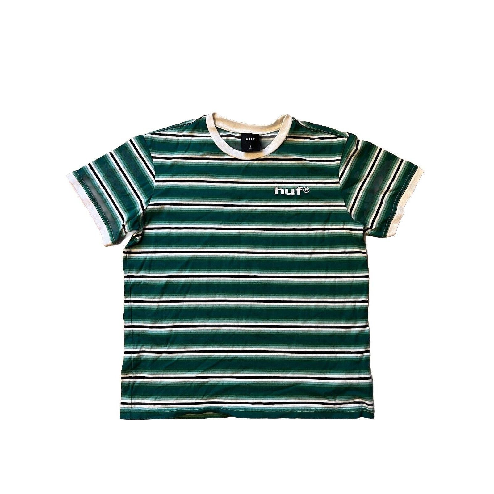 Huf HUF Stripped Short Sleeve Green T Shirt Size Men’s Small Size US S / EU 44-46 / 1 - 1 Thumbnail