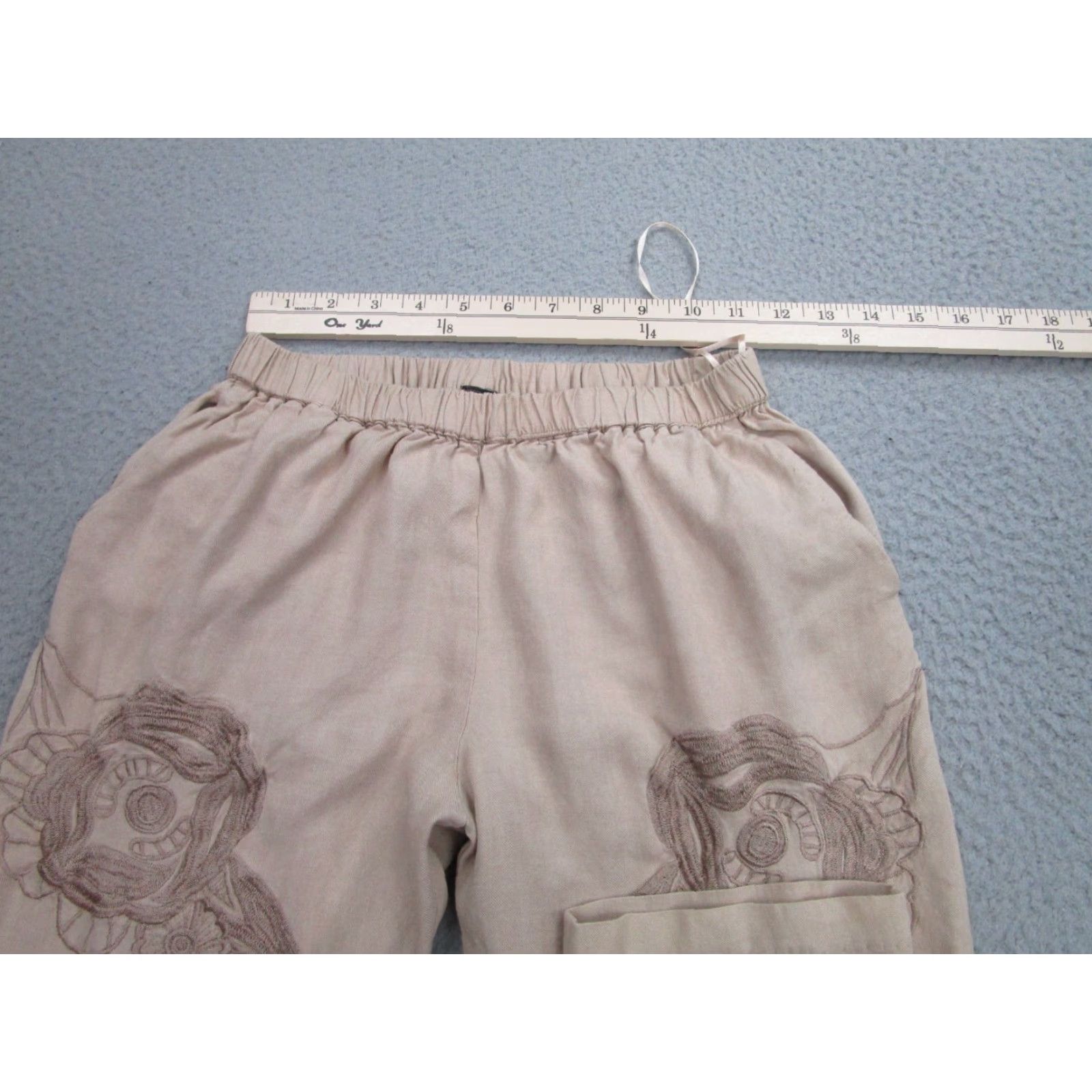 Vintage Loyd/Ford Pants Womens 4 Beige Embroidered Palm Springs Crop Ankle Pull-On Size 27" / US 4 / IT 40 - 6 Thumbnail
