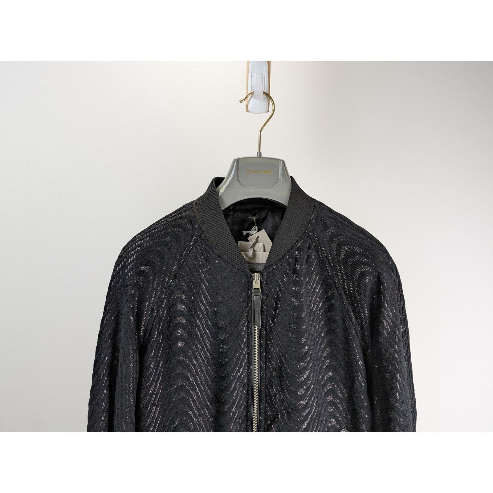 Tom Ford o1rshd1 Wave Jacquard Bomber Jacket in black Size US L / EU 52-54 / 3 - 5 Thumbnail
