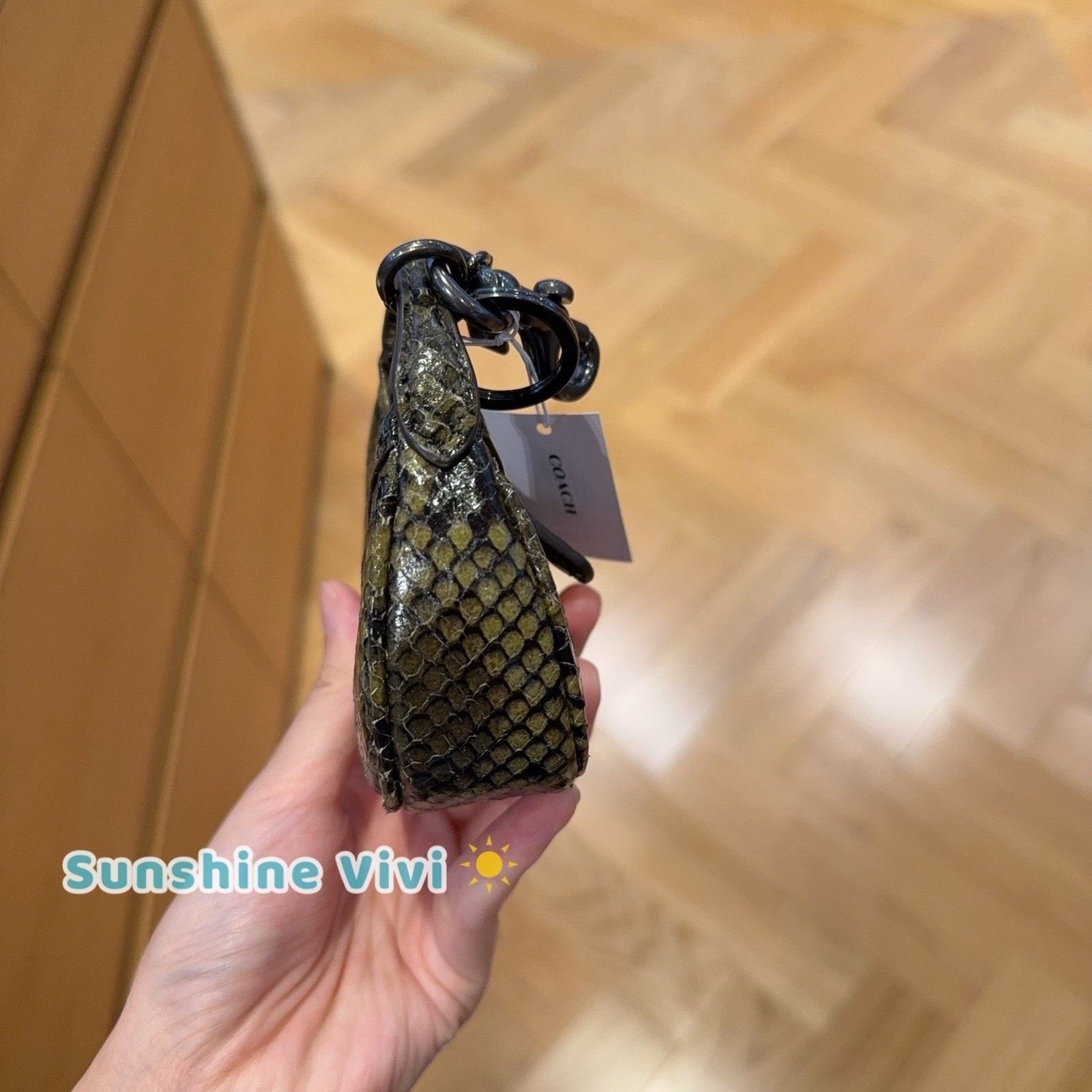 Coach NWT Coach Carmen Bag Charm Snake Gunmetal/Olive CCF18 Size ONE SIZE - 7 Thumbnail