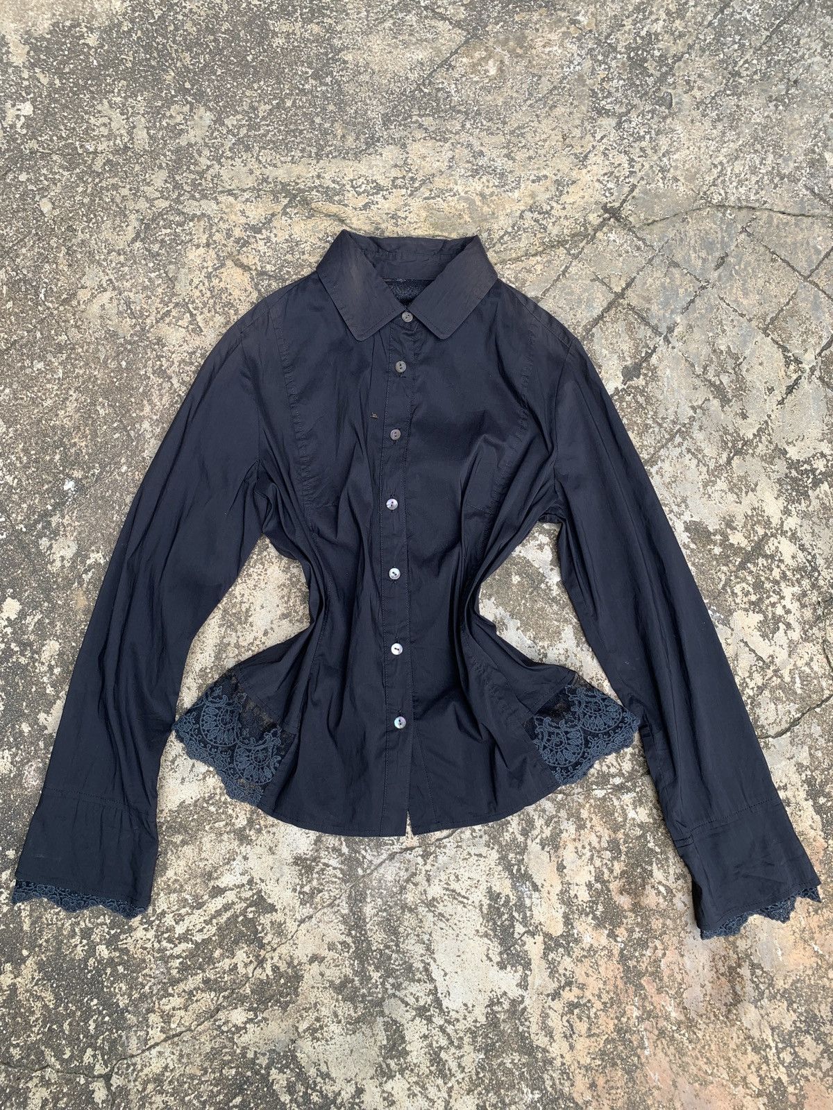 Hysteric Glamour × Japanese Brand 2000s 25:00 Japan Faded Black Trim Shirt Size M / US 6-8 / IT 42-44 - 2 Thumbnail