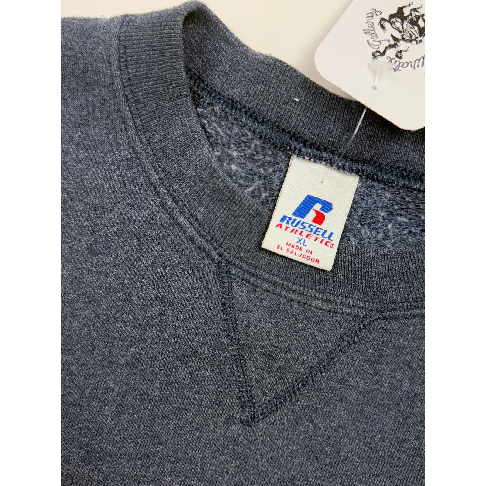 Vintage Russell Athletic Boxy Fit Blank Sweatshirt XL Charcoal Blue Size US XL / EU 56 / 4 - 3 Thumbnail