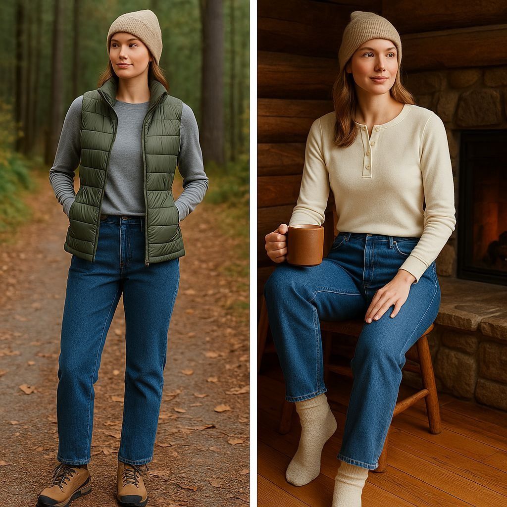 L.L. Bean L.L. Bean Women's high rise Lined Jeans Blue 8 MT Cabincore Size 30" / US 8 / IT 44 - 1 Thumbnail