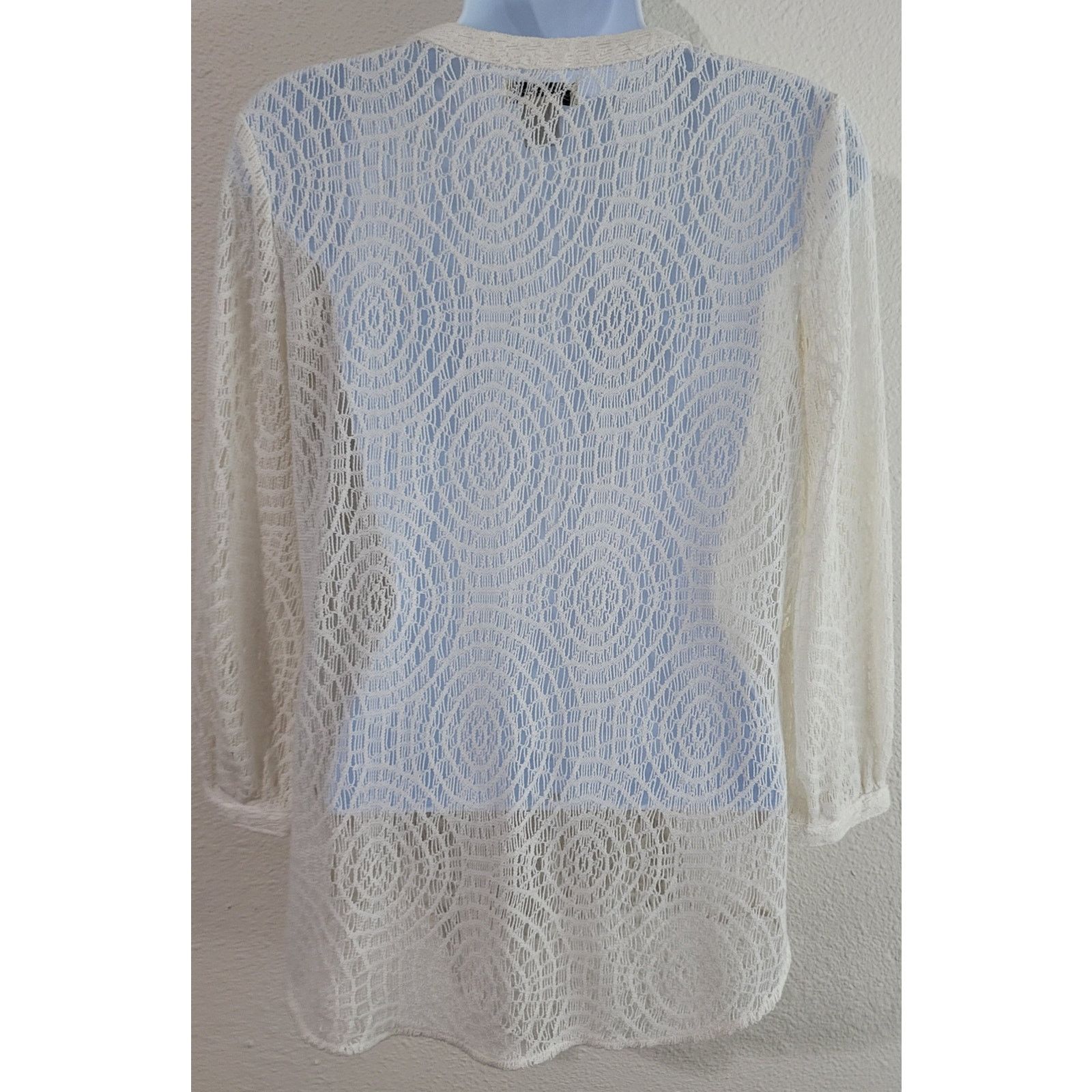 Lucky Brand Lucky Brand Cream Crochet Henley Sweater Top Small Size S / US 4 / IT 40 - 3 Thumbnail