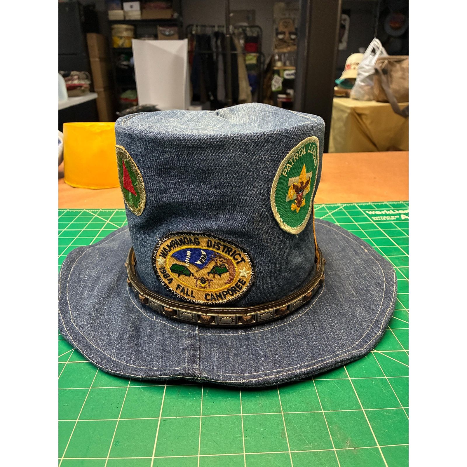 Other Upcycled Denim Wide Brim Hat XL 24” – Vintage Scout Patch Size ONE SIZE - 2 Thumbnail