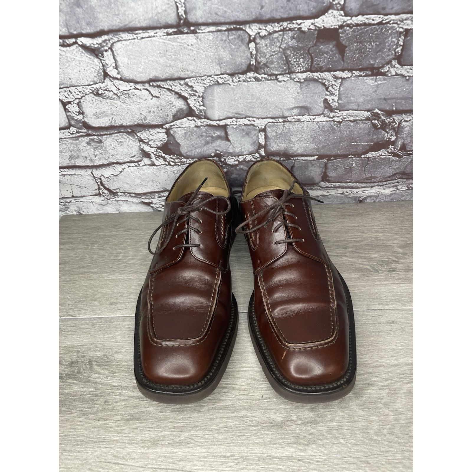 Principe PRINCIPE Brown Leather Square Toe XL Light Oxfords Lace Shoe Size US 10 / EU 43 - 22 Thumbnail