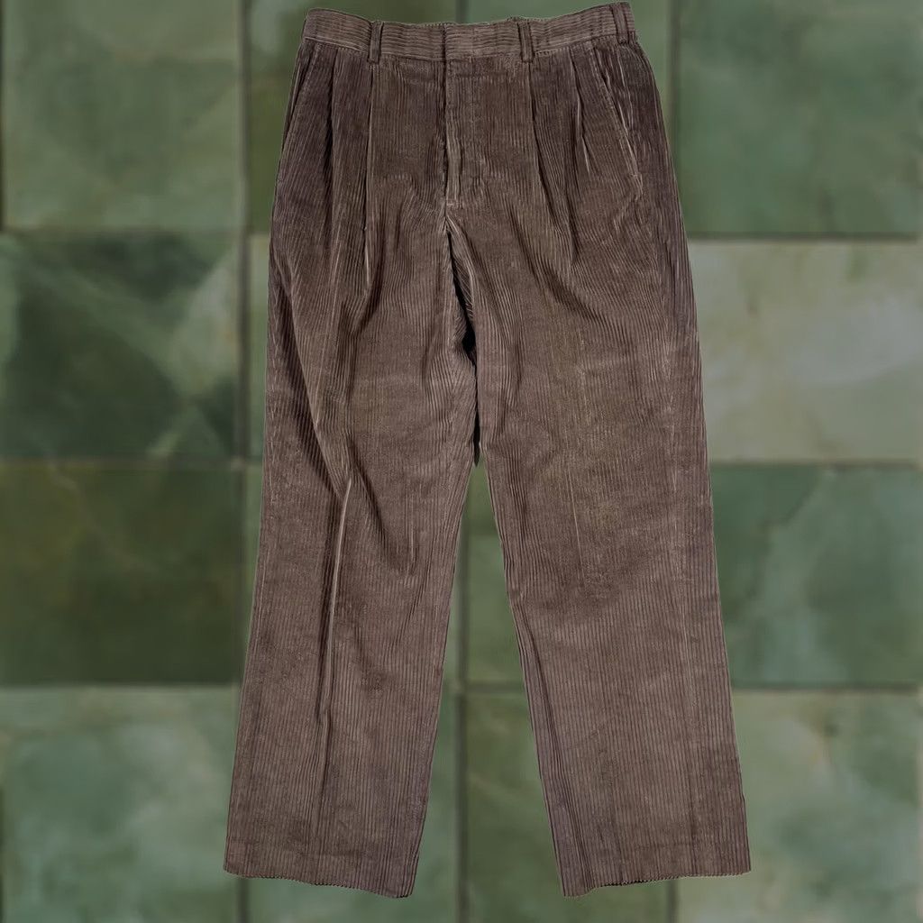 Lands' End VINTAGE Lands End Pants Mens 34 Brown Corduroy Pleated Dress Classic USA Size US 34 / EU 50 - 1 Thumbnail