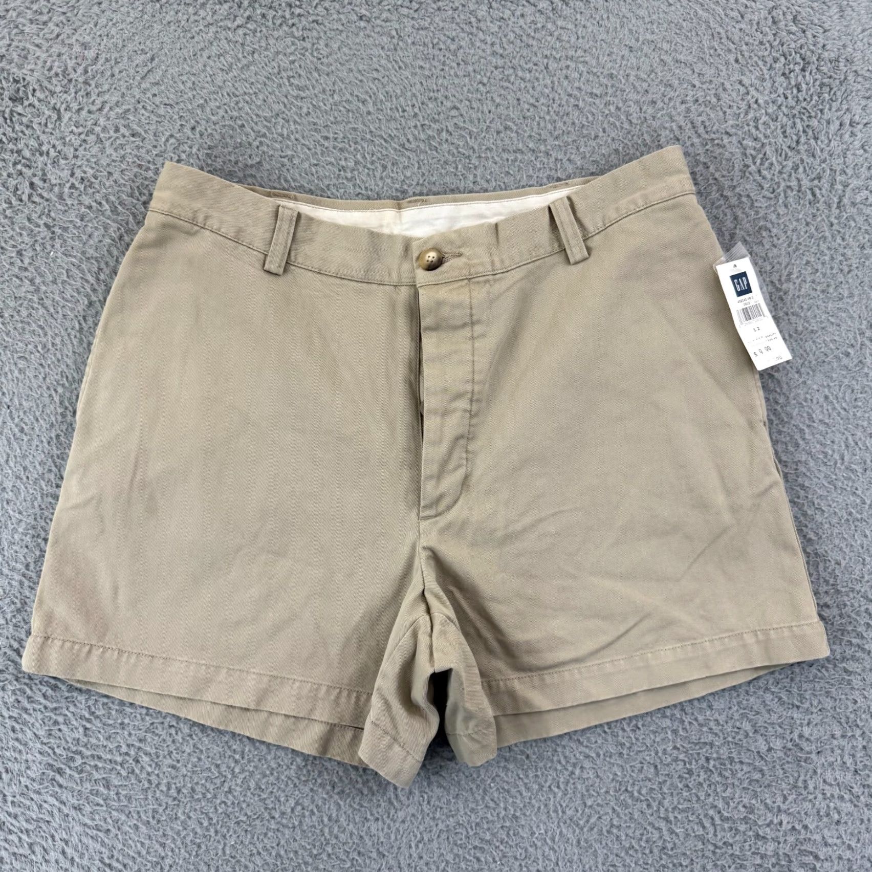 Gap VINTAGE Gap Shorts Womens 12 Beige Khaki Button Fly High Rise NWT Pockets Slim Chino 100% Cotton Spring Summer Fall Womens Size 34" / US 12 / IT 48 - 2 Thumbnail