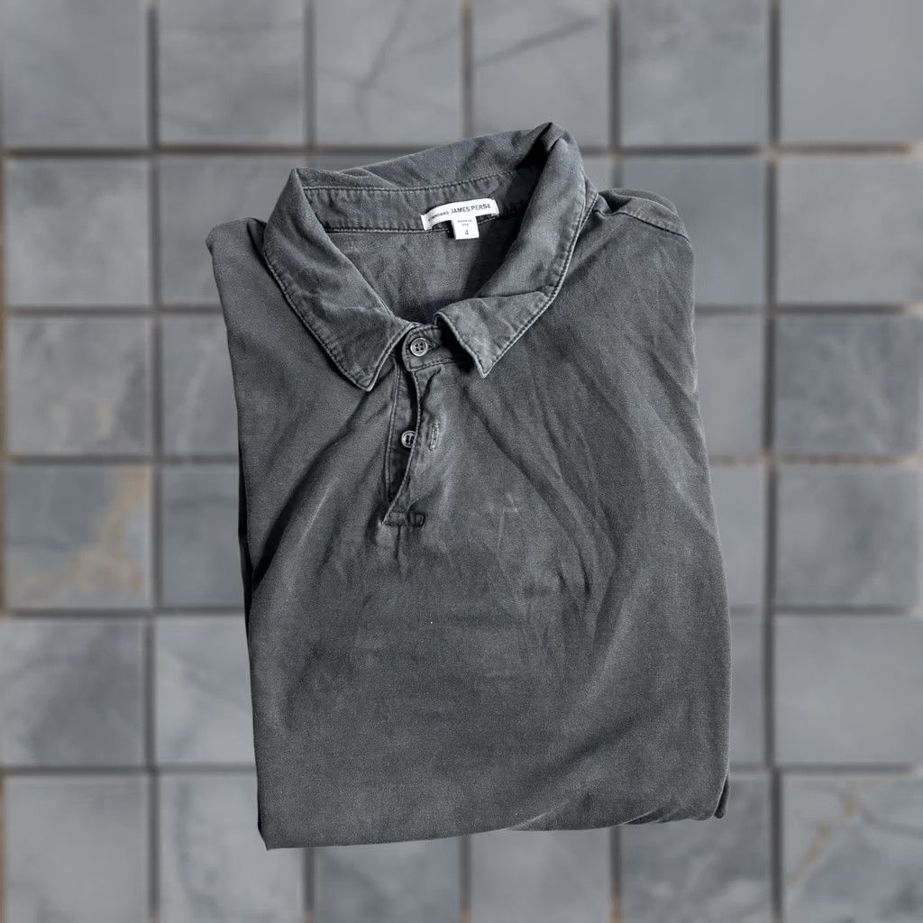 James Perse James Perse Polo Shirt Mens XL Gray Standard Jersey Cotton Short Sleeve USA Size US XL / EU 56 / 4 - 1 Thumbnail