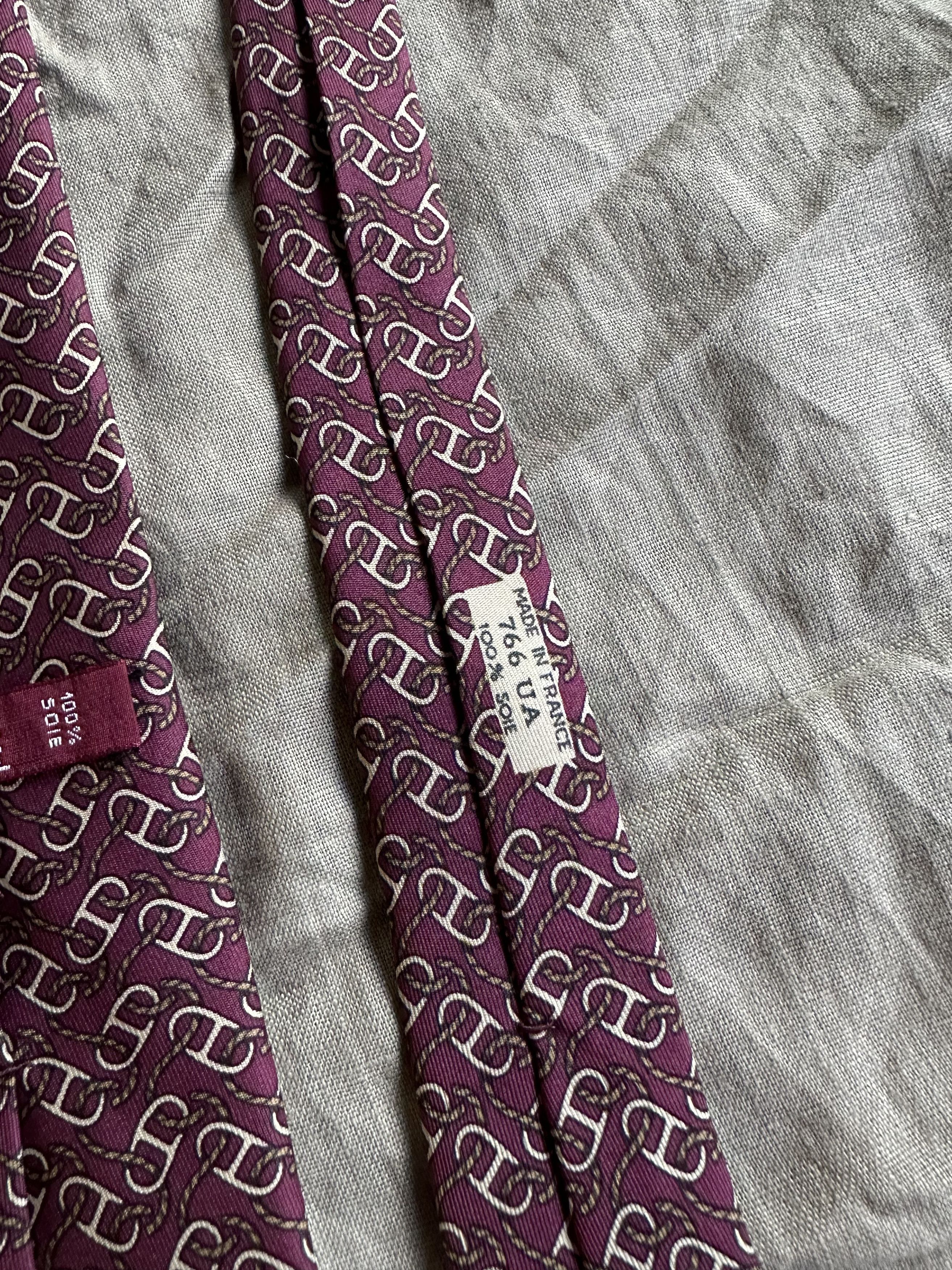Hermes Hermes Buckle Pattern Silk Tie 7647AP Size ONE SIZE - 2 Thumbnail
