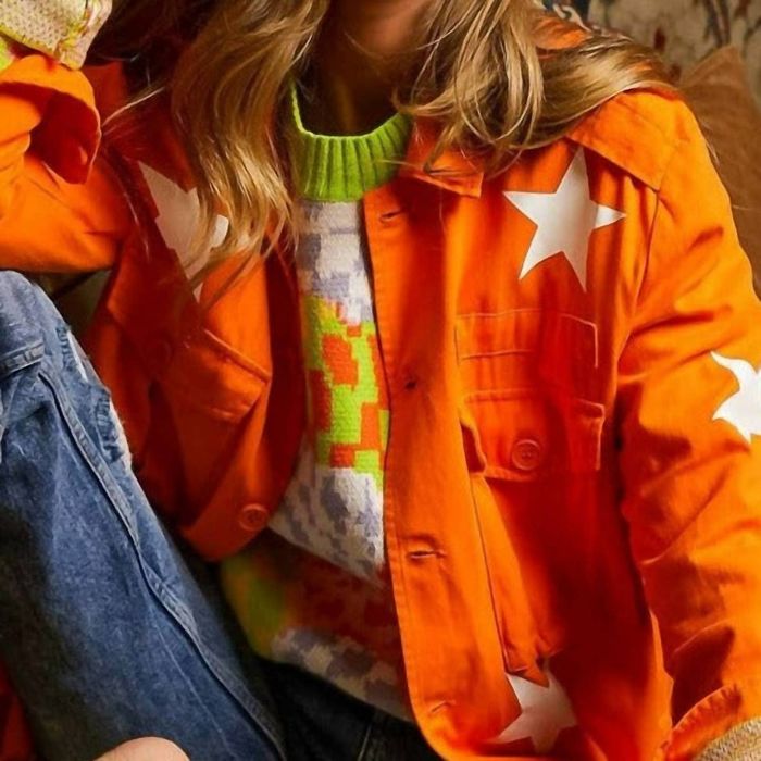 Davi & Dani Stud Star Patch Acid Washed Sweatshirt