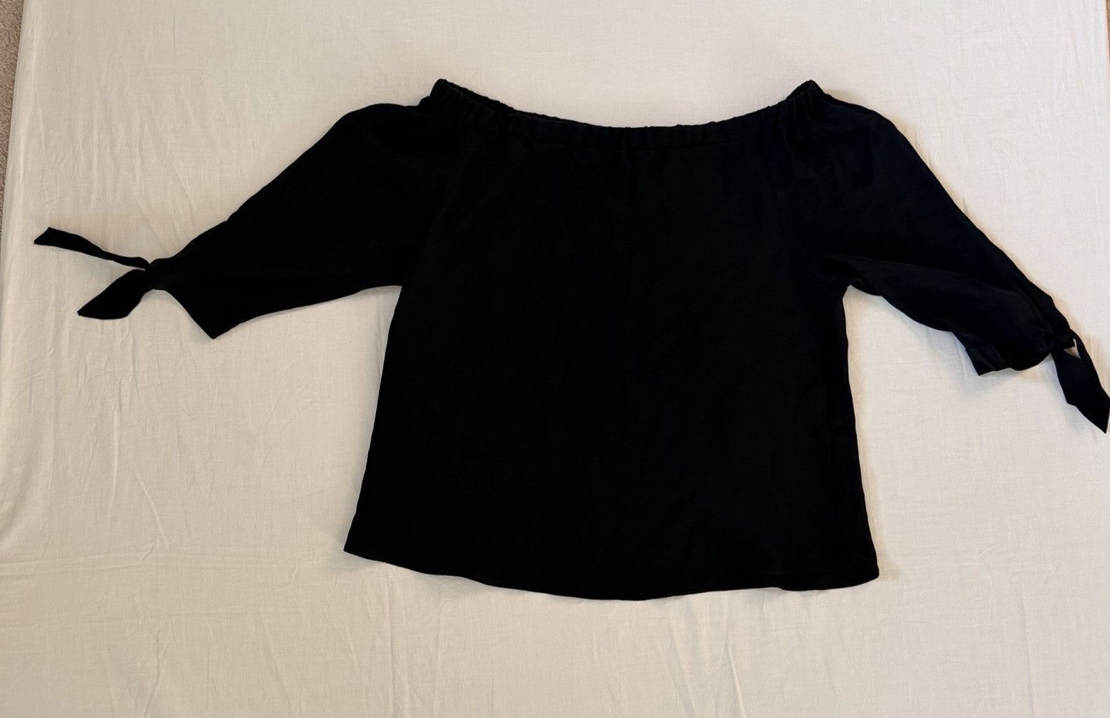 Other Anthropologie Guest Editor Silk Off Shoulder Blouse Black Size M / US 6-8 / IT 42-44 - 4 Thumbnail