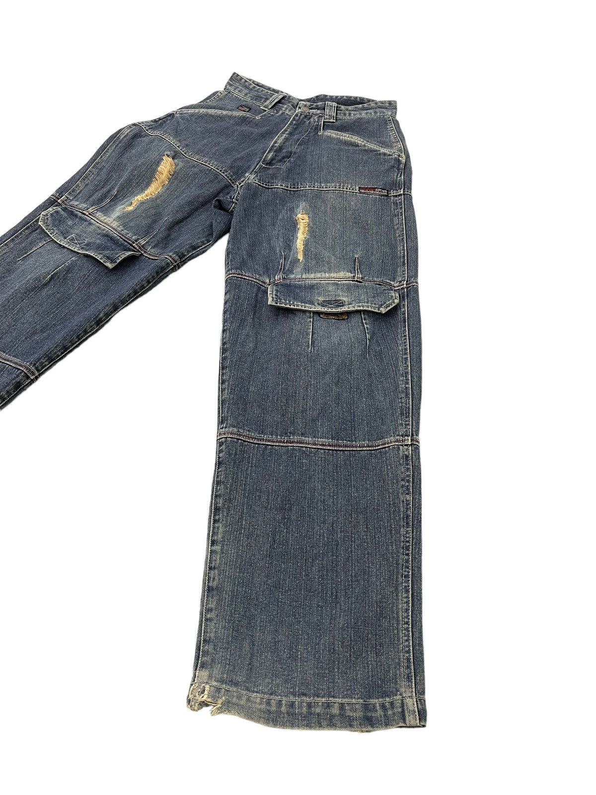 Japanese Brand Baggy Jeans Hobo Distress Wide Denim Skateboards 6🟦4 Size US 29 - 3 Thumbnail