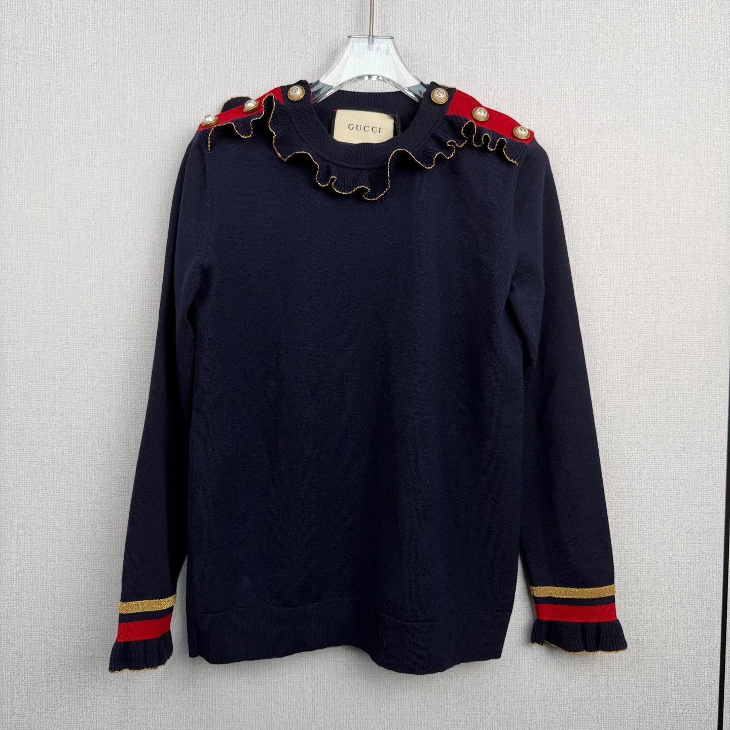 Gucci tt0087 Gucci gold-button knit sweater Size S / US 4 / IT 40 - 1 Thumbnail