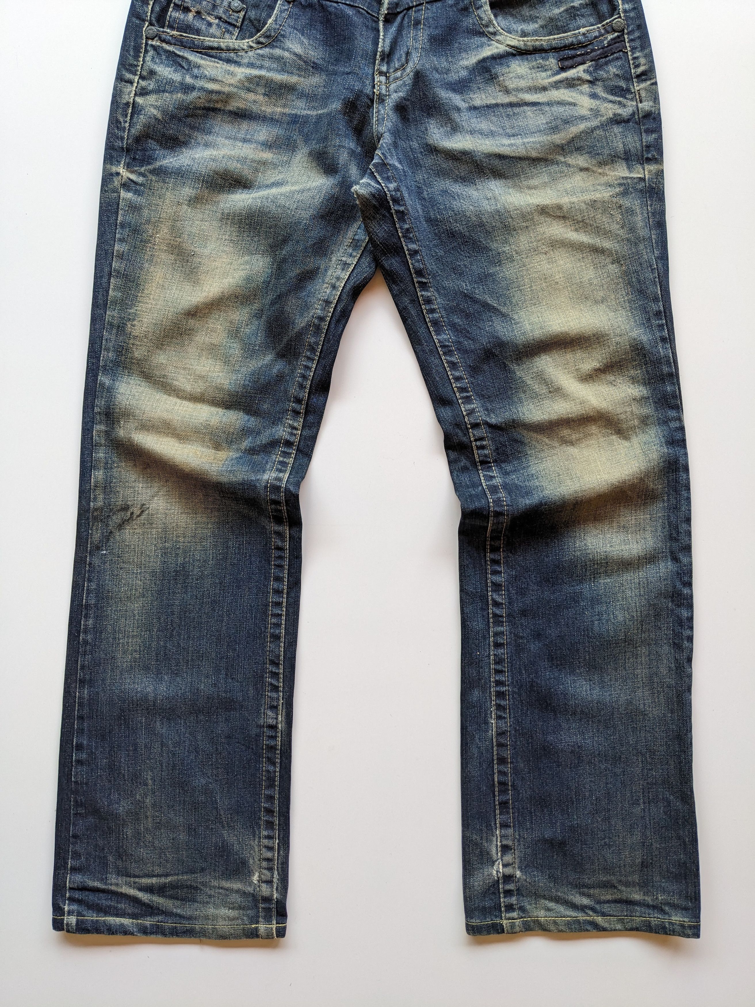 If Six Was Nine × Japanese Brand × Le Grande Bleu (L.G.B.) Lolita mudwash daymoon clawmark faded jeans Size US 33 - 5 Thumbnail