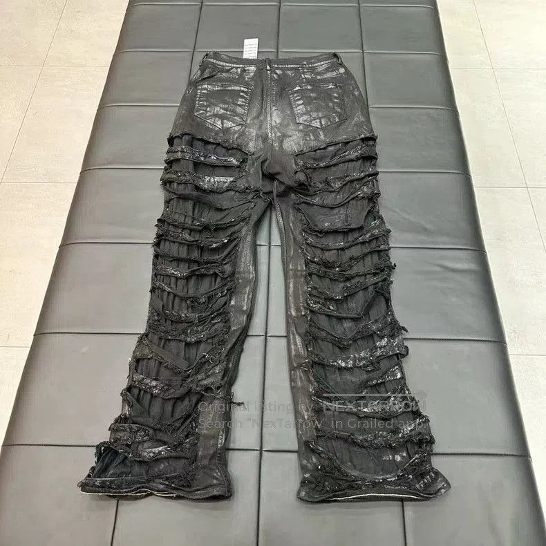 Rick Owens Rick Owens Black Distressed Flare Jeans Size 32. Size US 32 / EU 48 - 2 Thumbnail