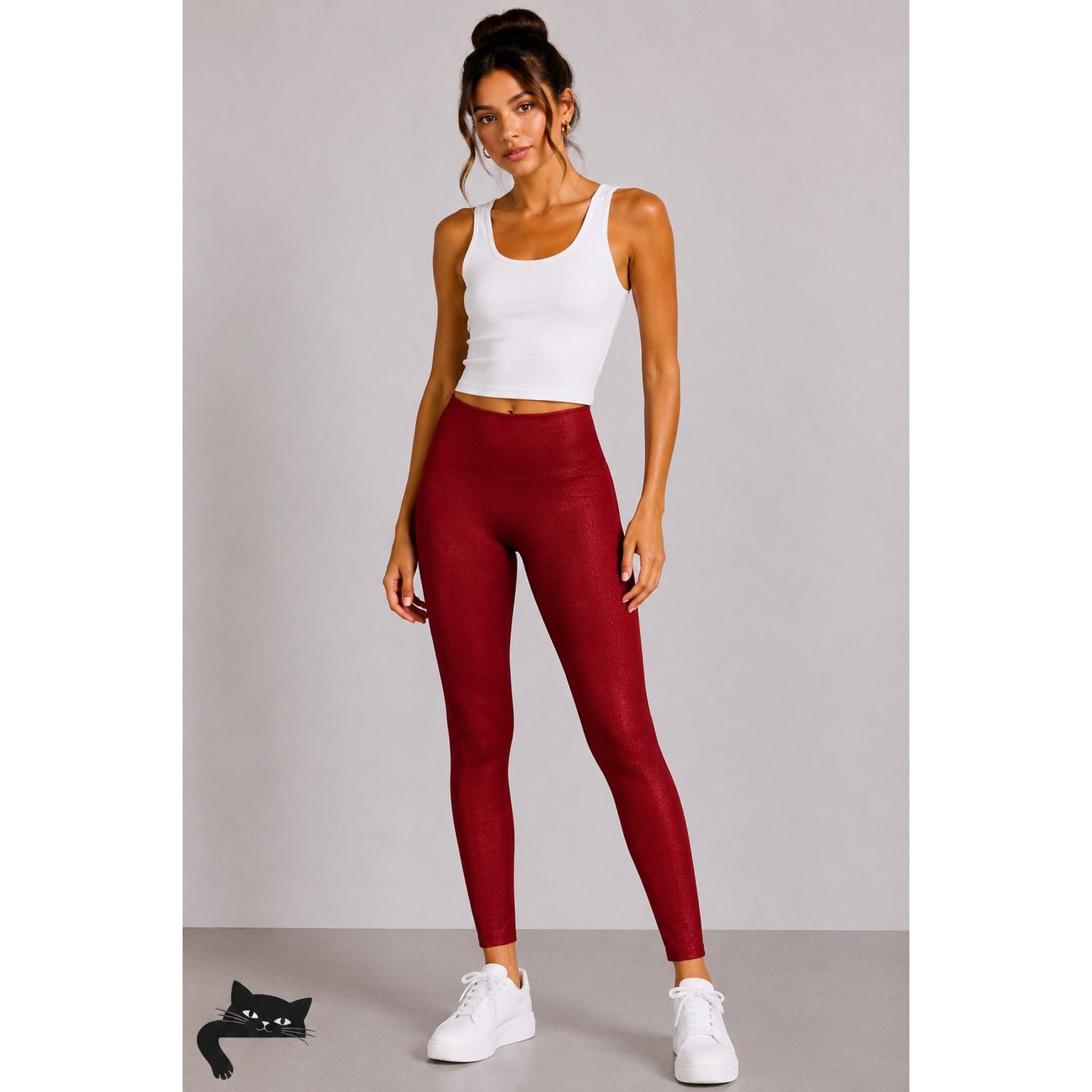 Other Anais & Margaux Alexandra Red Shimmery Leggings Italian XS Size 23" - 2 Thumbnail