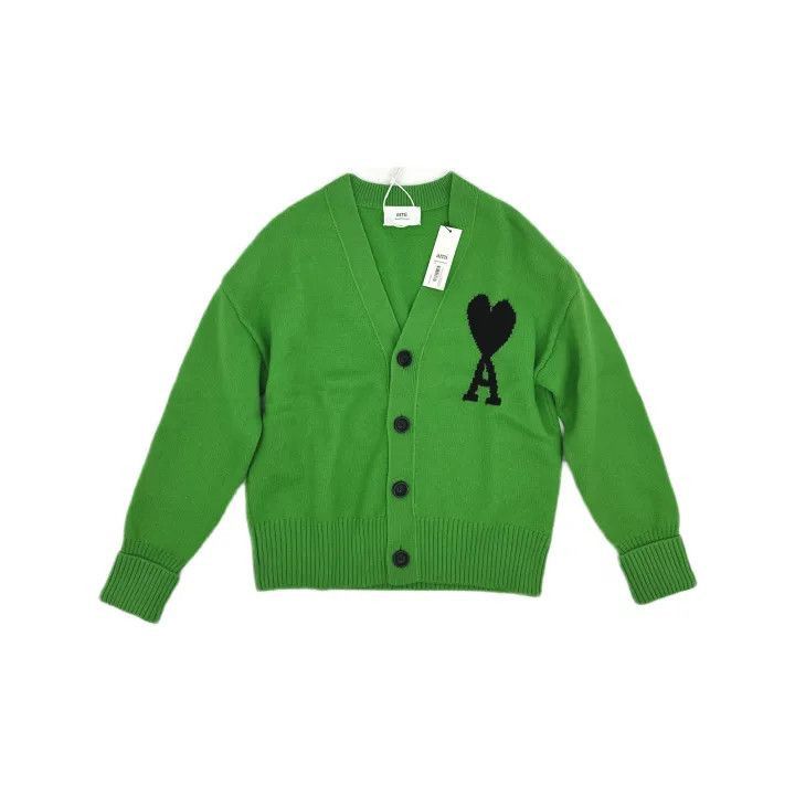 AMI AMIPARIS Green V-Neck Wool Cardigan -2507 Size US XS / EU 42 / 0 - 2 Thumbnail