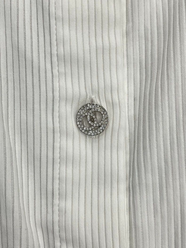 Chanel Chanel 20P striped rhinestone buckle color-matched sleevel Size XS / US 0-2 / IT 36-38 - 3 Thumbnail