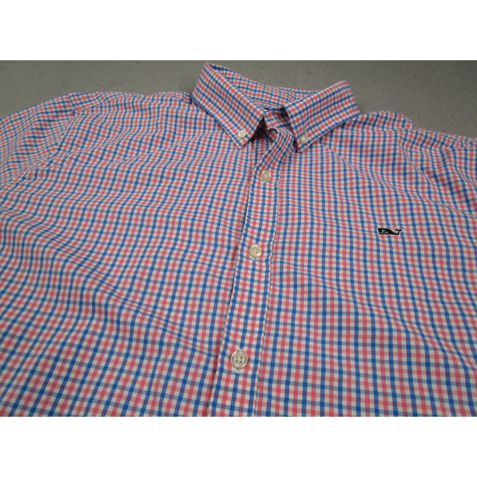 Vineyard Vines Vineyard Vines Shirt Mens 2XL Pink Blue Gingham Slim Fit Whale Shirt Performance Size US XXL / EU 58 / 5 - 2 Thumbnail