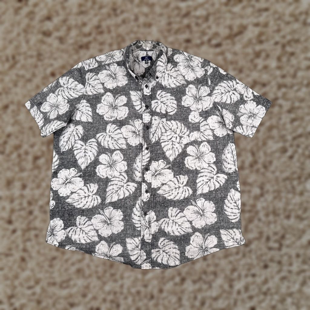 George George Mens Shirt 3XL Black Floral Cotton Blend Hawaiian Button-Up Shirt Size US XXL / EU 58 / 5 - 1 Thumbnail