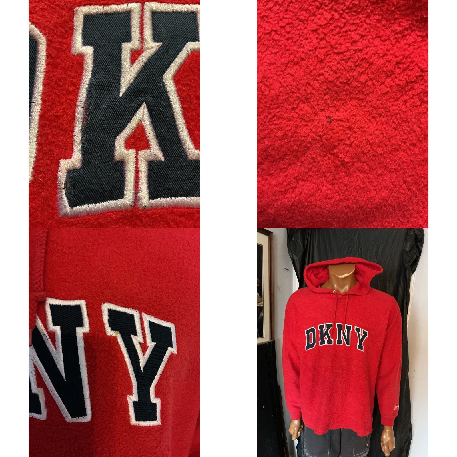 DKNY VINTAGE DKNY Donna Karen New York Pile Fleece Pullover Hoodie Shirt Sz S Red Mens 90s 80s Size US S / EU 44-46 / 1 - 8 Thumbnail