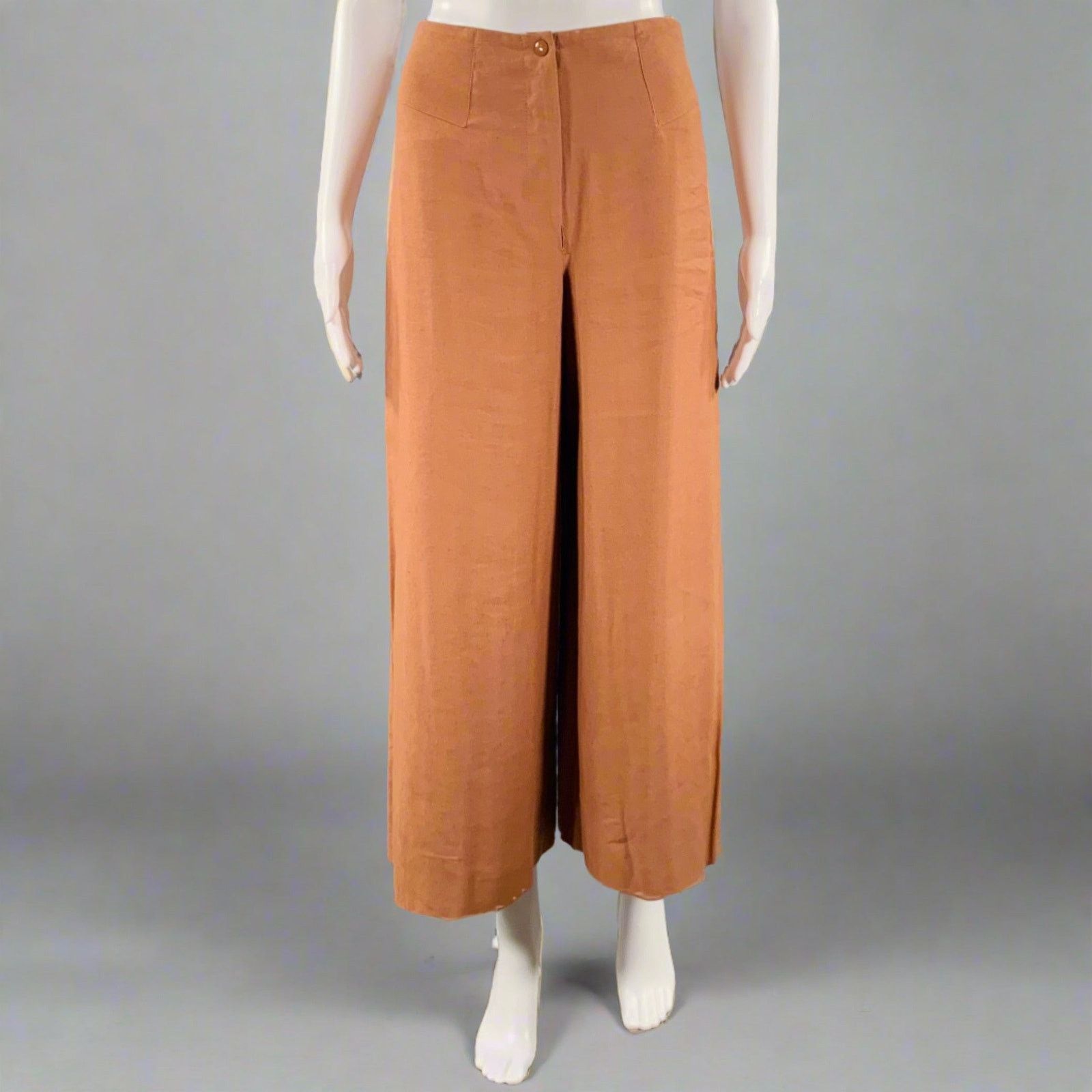 Claude Montana 4 Brown Linen Blend Pleated Flat Front Pants Suit Size S / US 4 / IT 40 - 4 Thumbnail