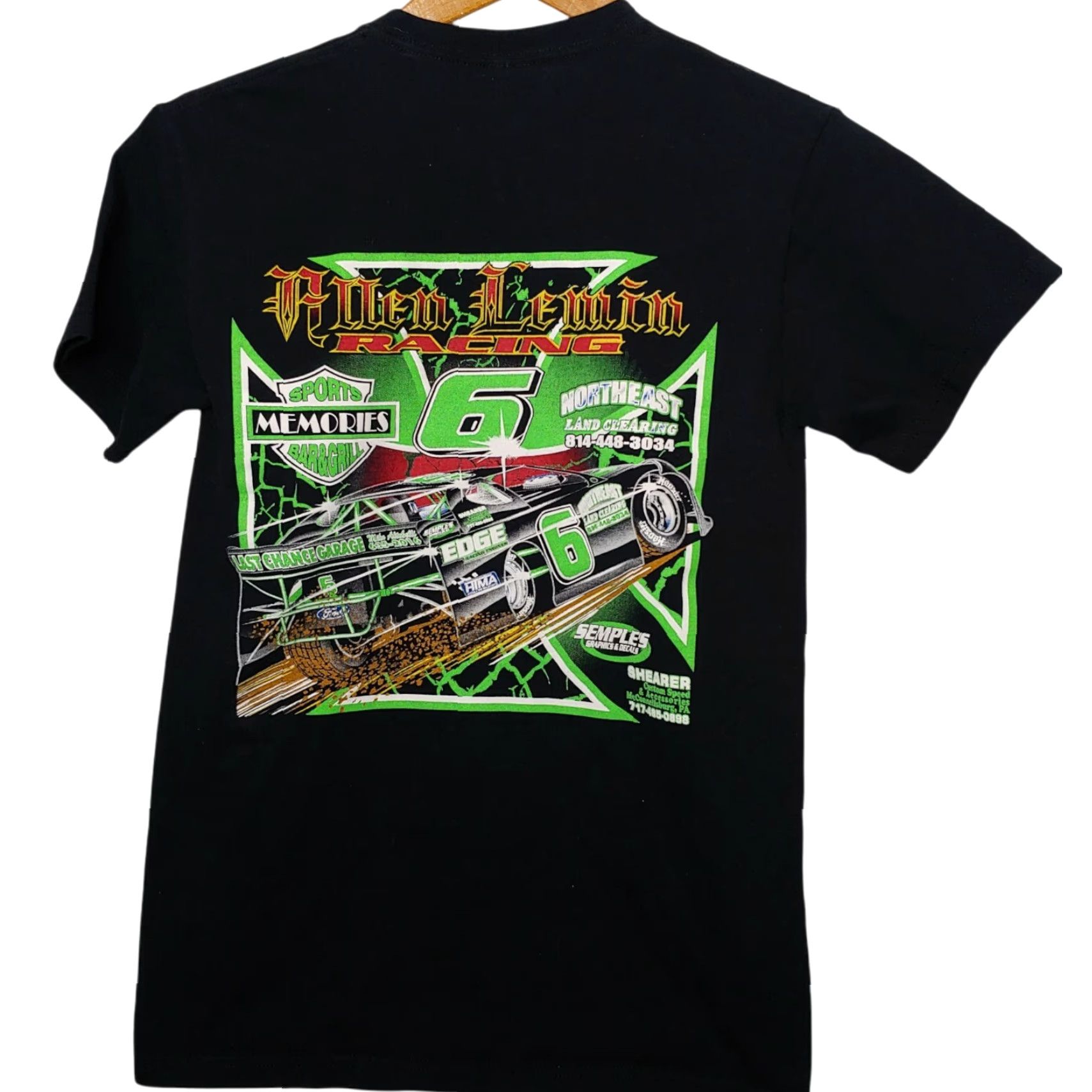 Vintage Allen Lemin Racing Shirt Men Small James Creek PA Raceway Motorsport Race Car Shirt Mens Short Sleeve Crew Neck Black Cotton Size US S / EU 44-46 / 1 - 4 Thumbnail