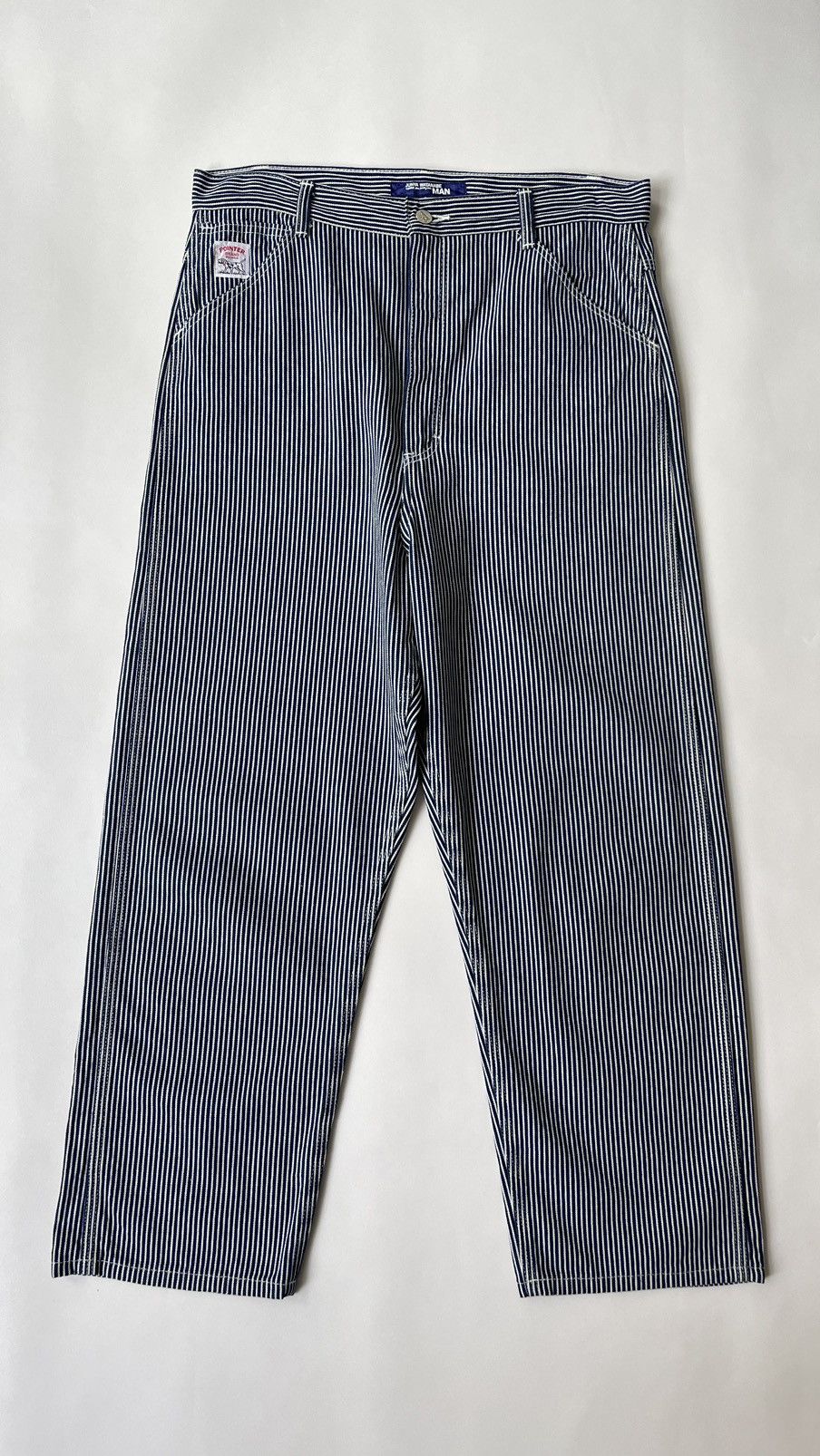 Comme des Garcons S/S 06 Wide Leg Striped Work Trousers Size US 34 / EU 50 - 1 Thumbnail
