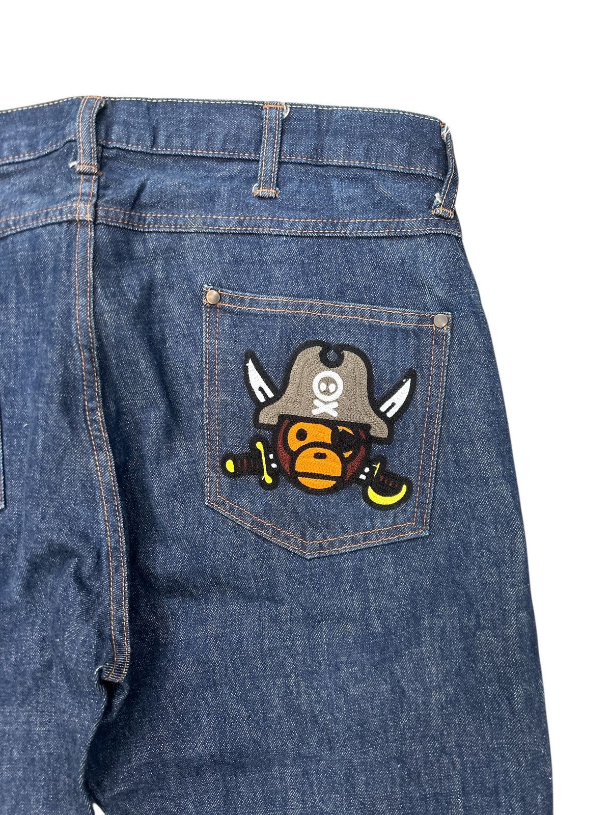 Bape BAPE Pirate Ape Embroidered Denim Jeans ( Made in Japan) Size US 35 - 2 Thumbnail