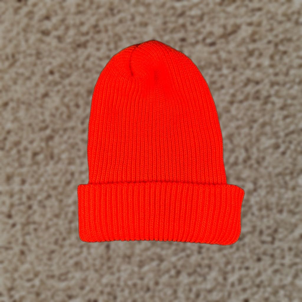 Vintage High Visibility Orange Knit Beanie Hat One Size Lightweight Hunting Ski Mens Size ONE SIZE - 1 Thumbnail