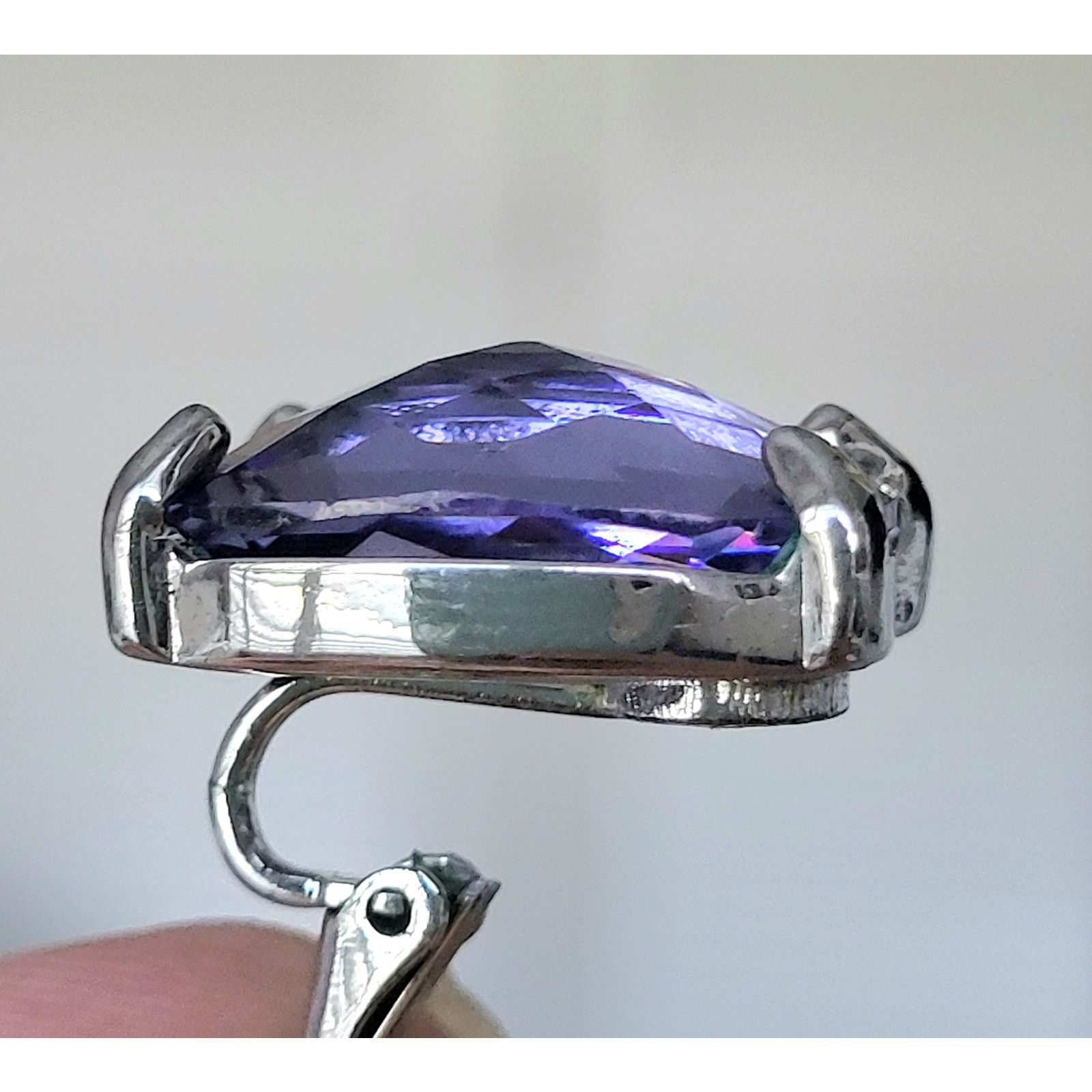 Swarovski Swarovski Crystal Earrings Tanzanite Purple Silver Clip Size ONE SIZE - 8 Thumbnail