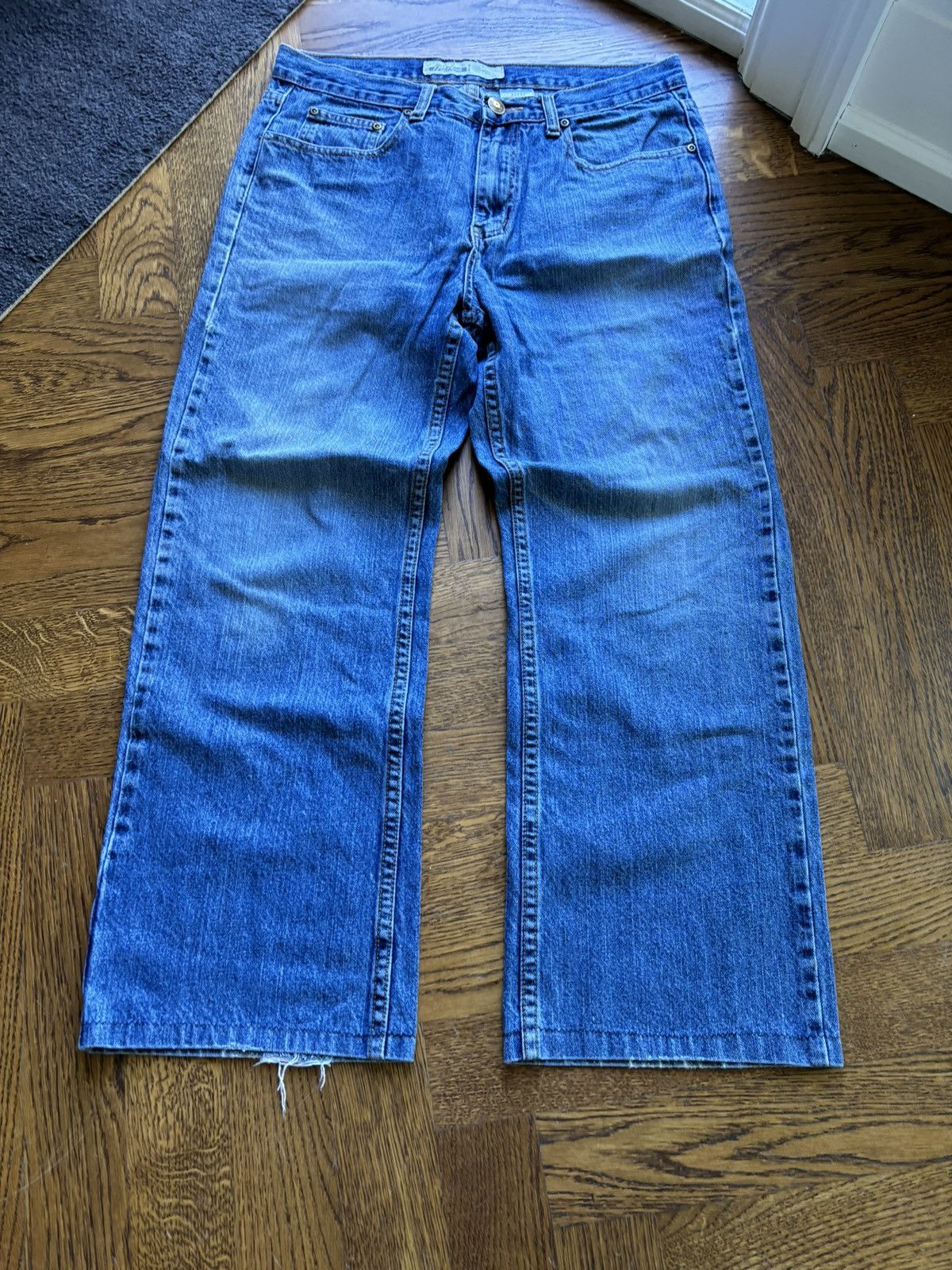 Gap × Old Navy × Vintage Vintage Boot Cut Jeans Lightwash Heel Drag 90s Y2K Wide Leg Size US 31 - 4 Thumbnail