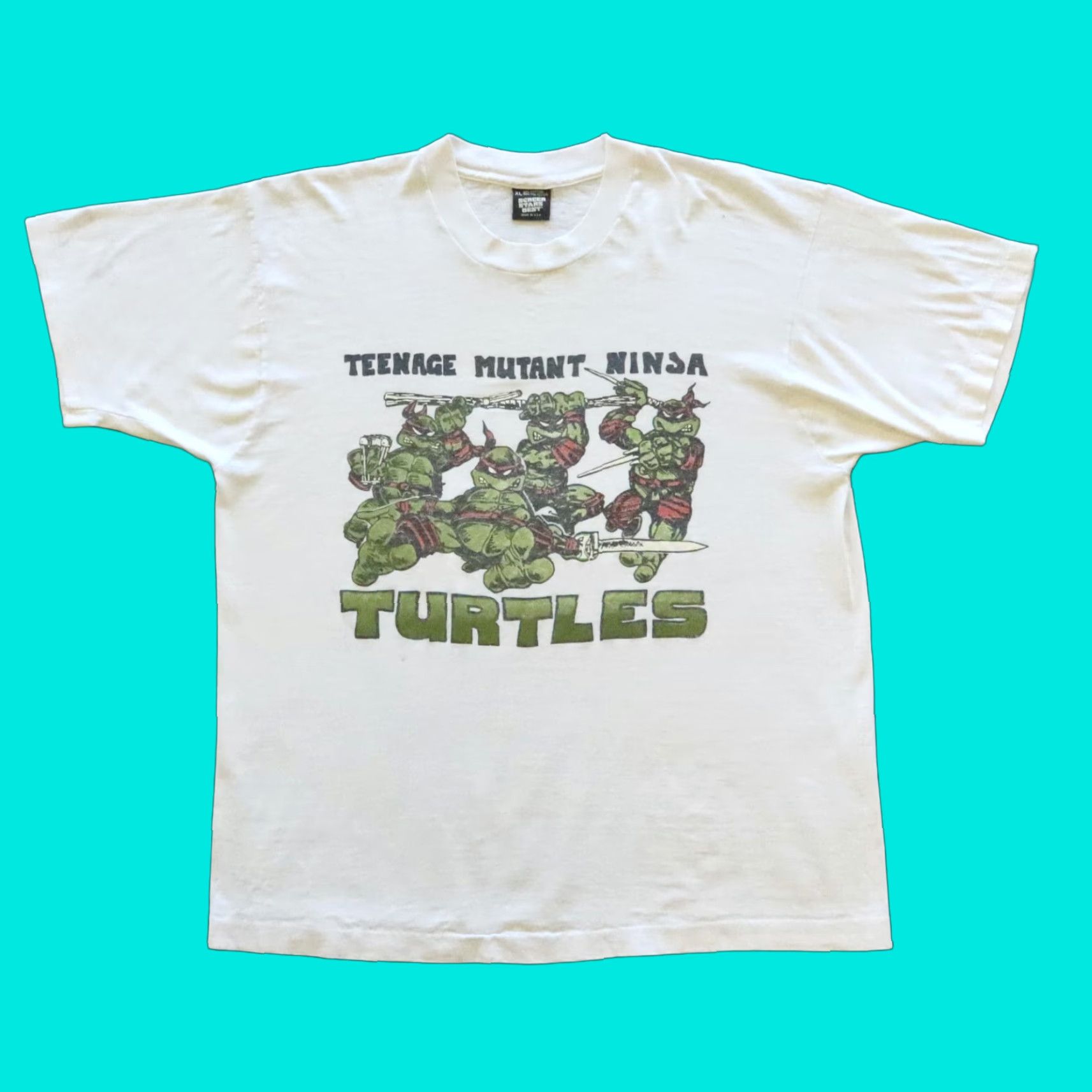 Vintage VINTAGE Teenage Mutant Ninja Turtles Tee Shirt XL White Men T-Shirt Short Sleeve Made in USA Size US XL / EU 56 / 4 - 1 Thumbnail