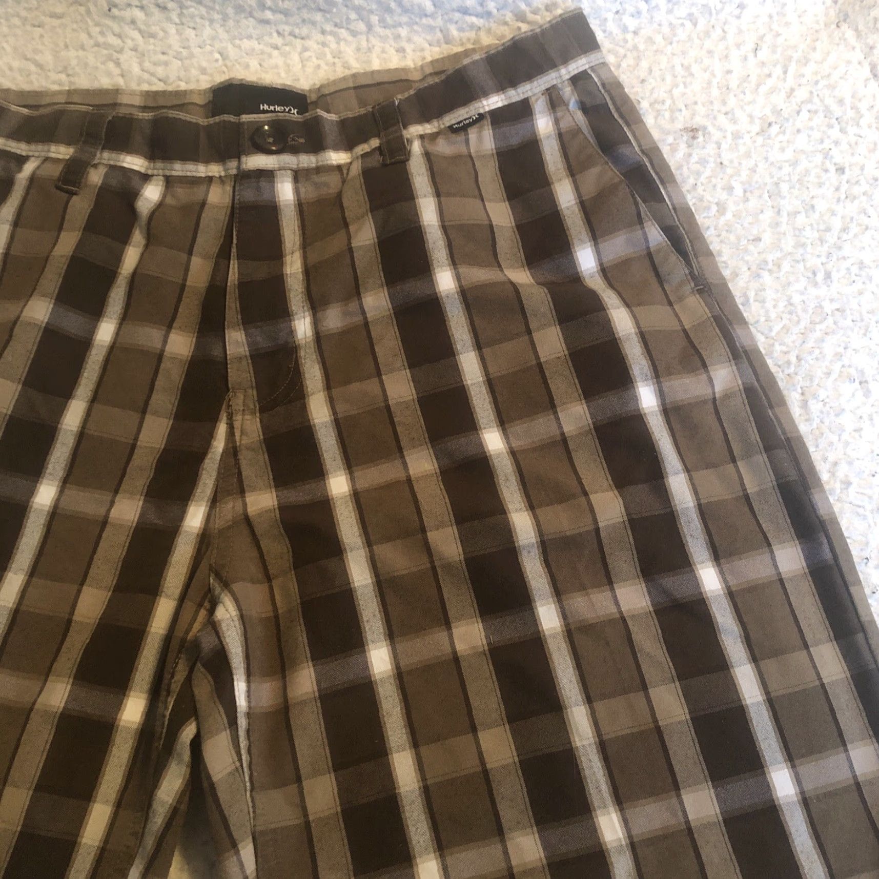 Hurley Hurley Mens Casual Shorts Brown Plaid Flat Front Size 32 Shorts Mens Brown Plaid Casual Beach 32 Size US 32 / EU 48 - 2 Thumbnail