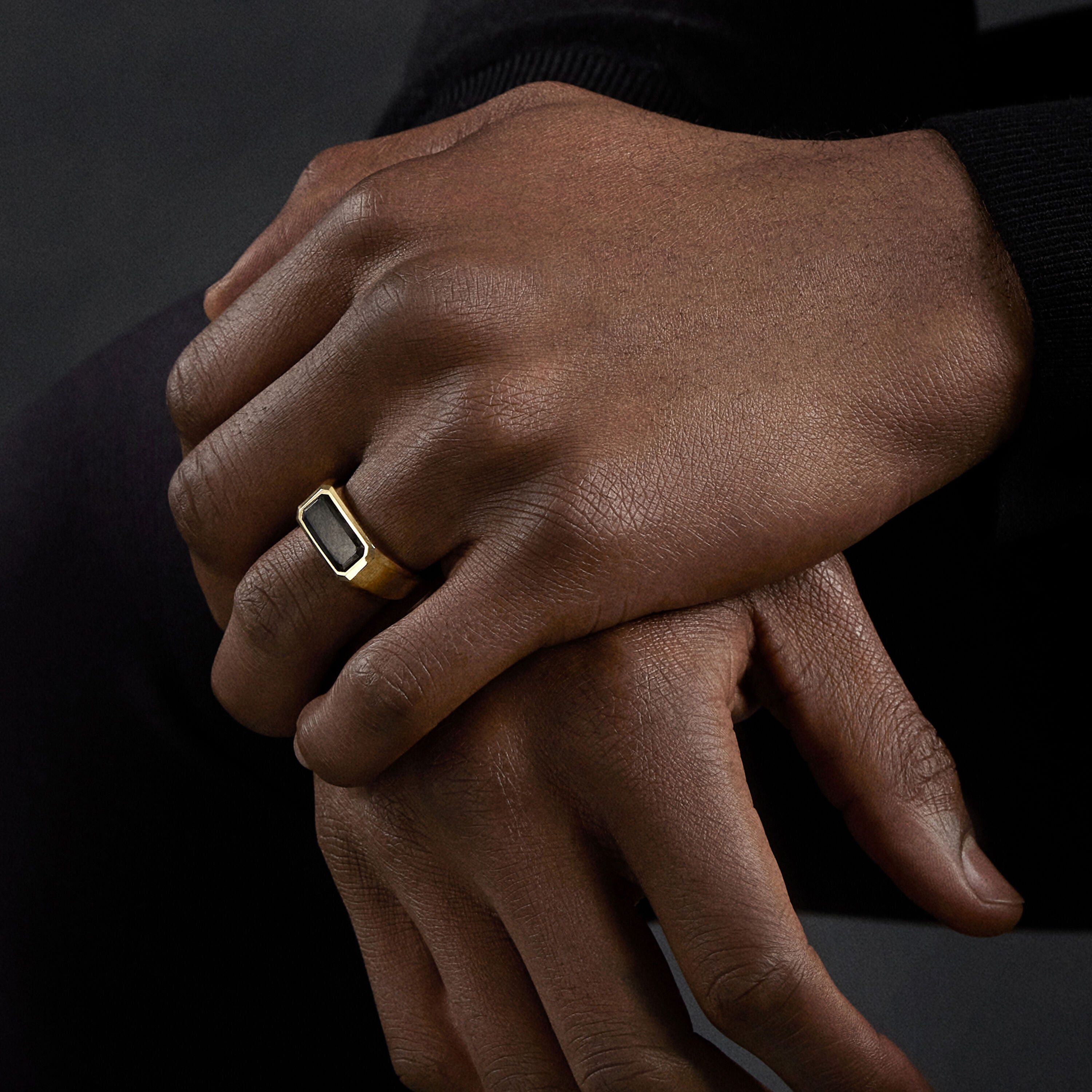 David Yurman o1w1db10325 Size:OS/ Forged Carbon Signet Ring in Golden Size ONE SIZE - 2 Thumbnail