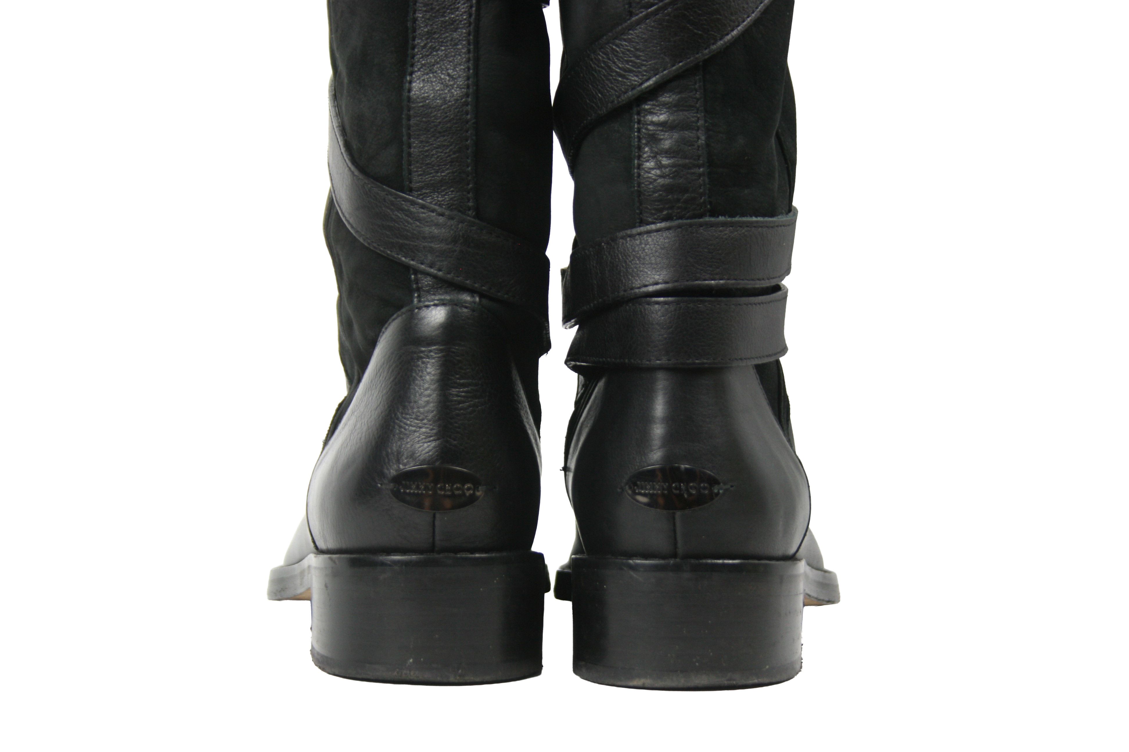 Jimmy Choo Riding Belted Knee High Leather Suede Boots Size US 8 / IT 38 - 18 Thumbnail