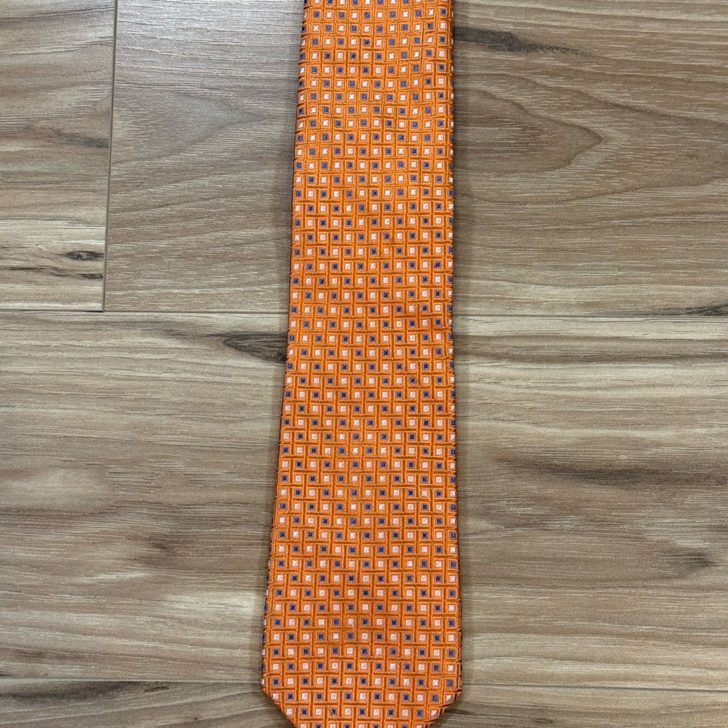 Tommy Hilfiger Tommy Hilfiger Orange Geometric Silk Tie 3.25” Classic Style Size 26 - 1 Thumbnail