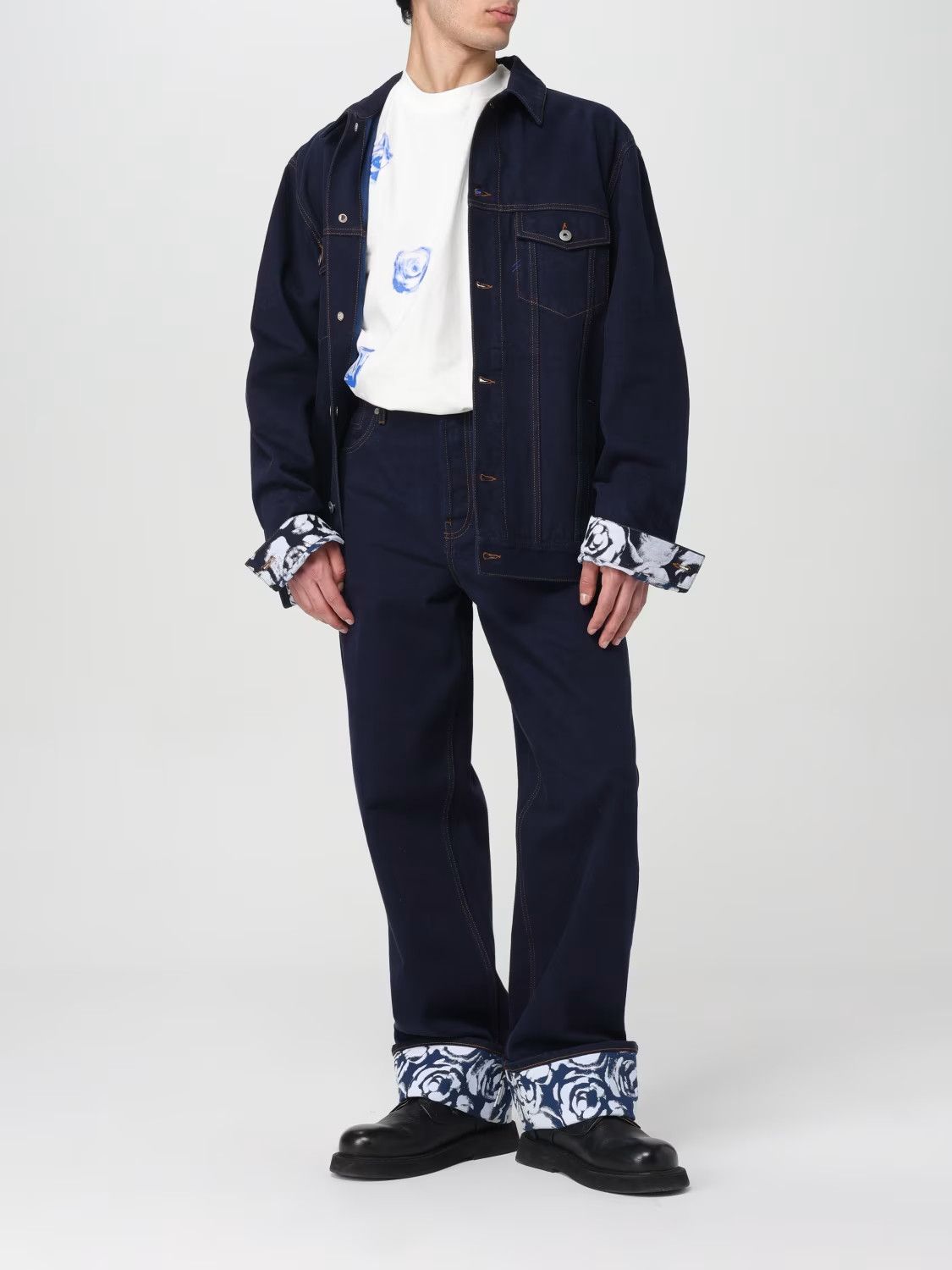 Burberry BURBERRY indigo blue rose print cuffs straight leg jeans 32 Size US 32 / EU 48 - 3 Thumbnail