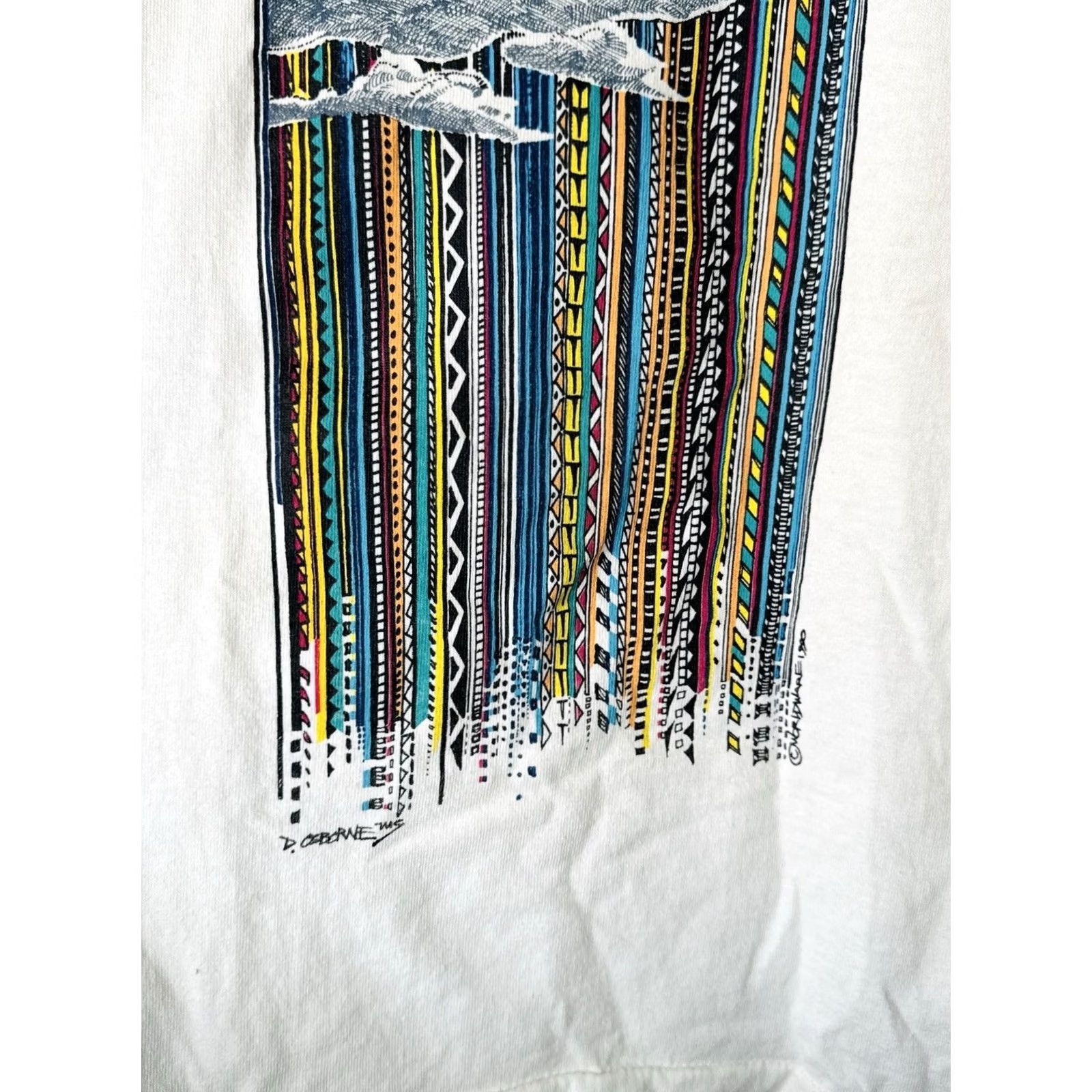 Fruit Of The Loom VINTAGE 90s Southwestern Art Tee Sun USA Made Shirt S White Mens Art Aztec Shirt Size US S / EU 44-46 / 1 - 3 Thumbnail