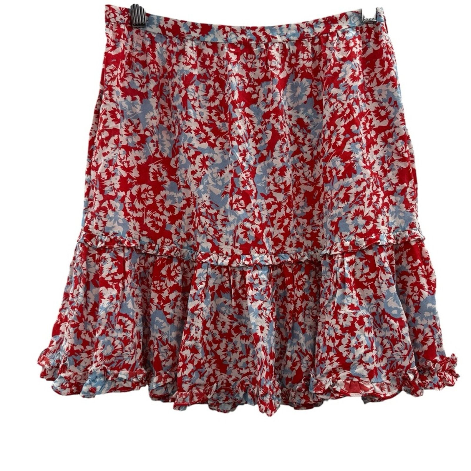 Other Paloma Blue Alexa 100% Silk Floral Tiered Mini Skirt Size 28" / US 6 / IT 42 - 2 Thumbnail
