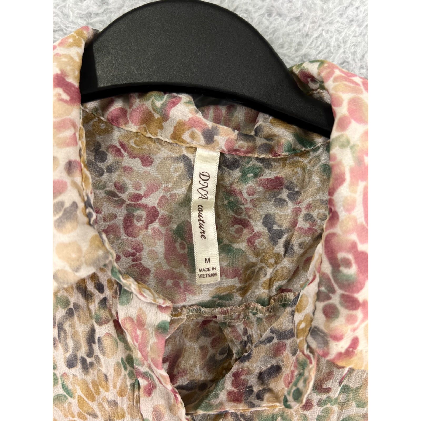 Vintage DNA Couture Shirt Women Medium Beige Floral Print Button Up Sleeveless Polyester Womens Size M / US 6-8 / IT 42-44 - 3 Thumbnail